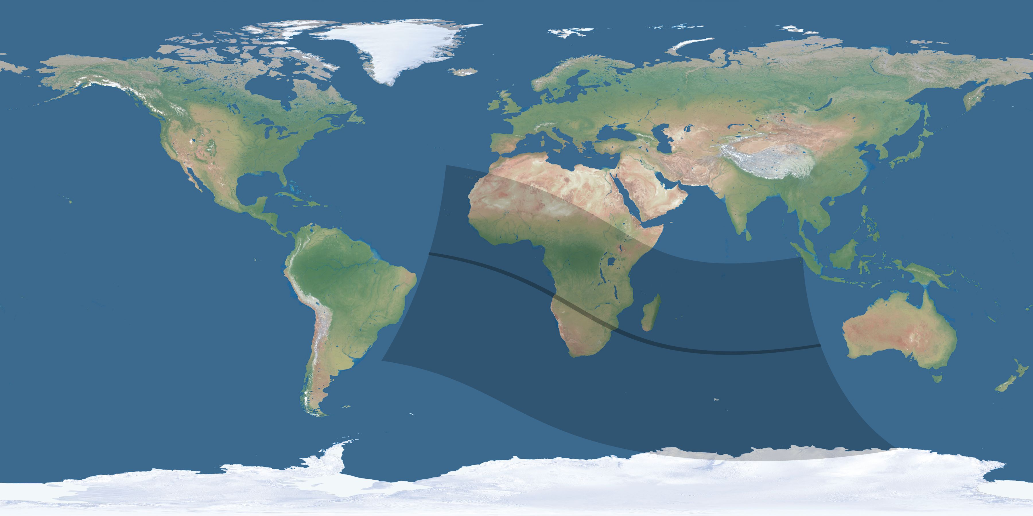 Map of the umbra and penumbra path of the solar eclipse of 10/15/2479