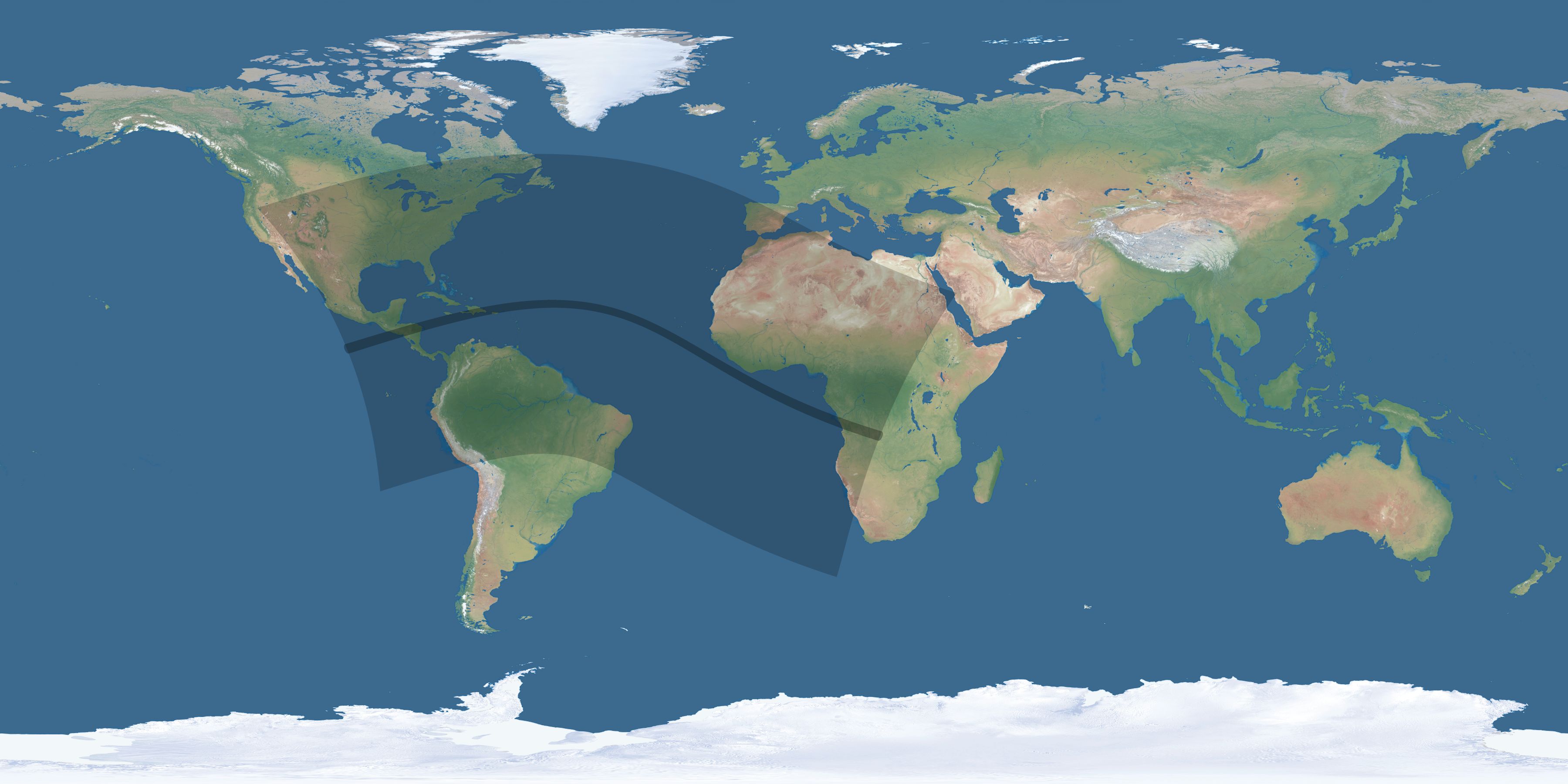 Map of the umbra and penumbra path of the solar eclipse of 08/03/2483