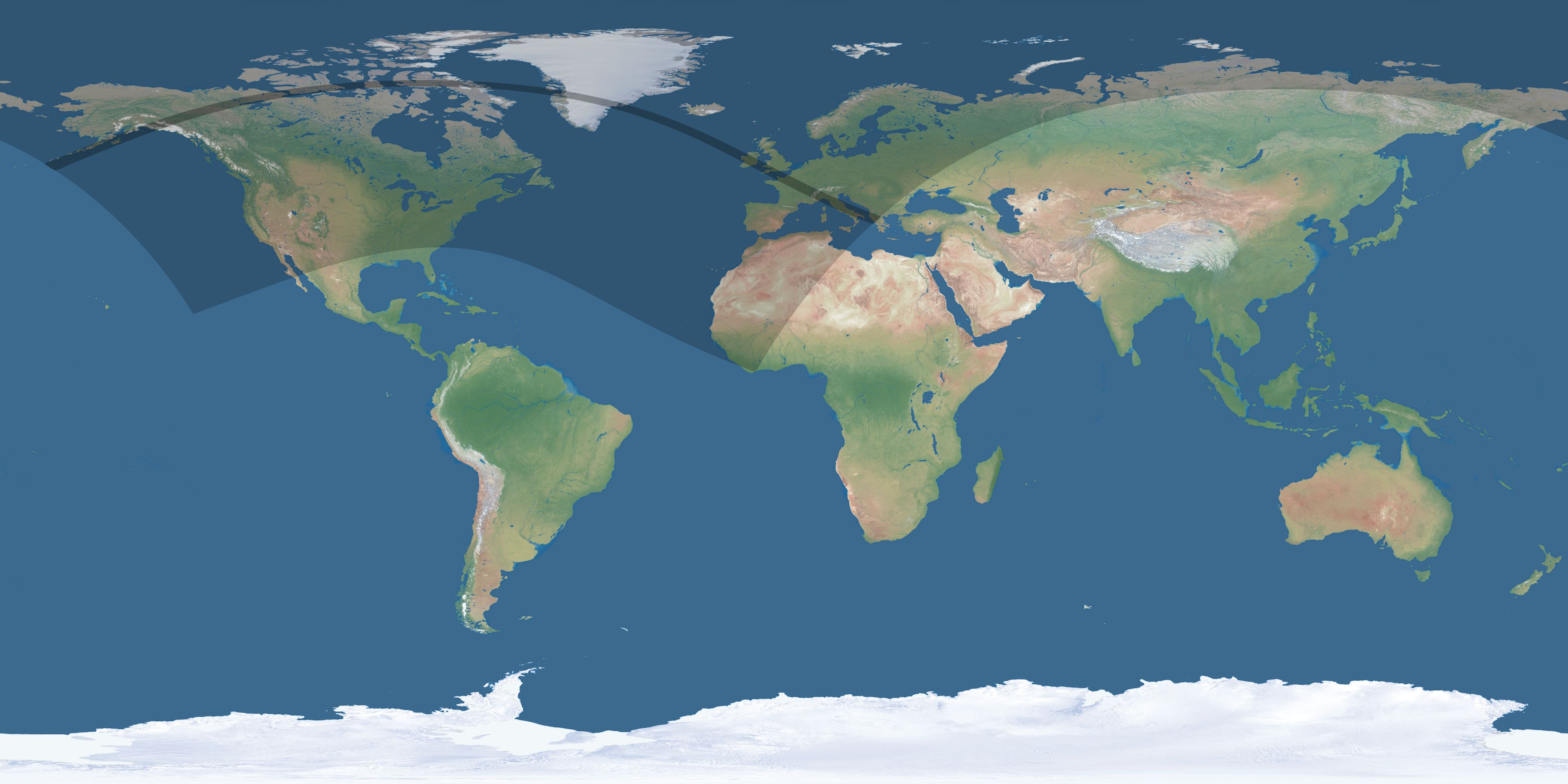 Map of the umbra and penumbra path of the solar eclipse of 07/23/2484