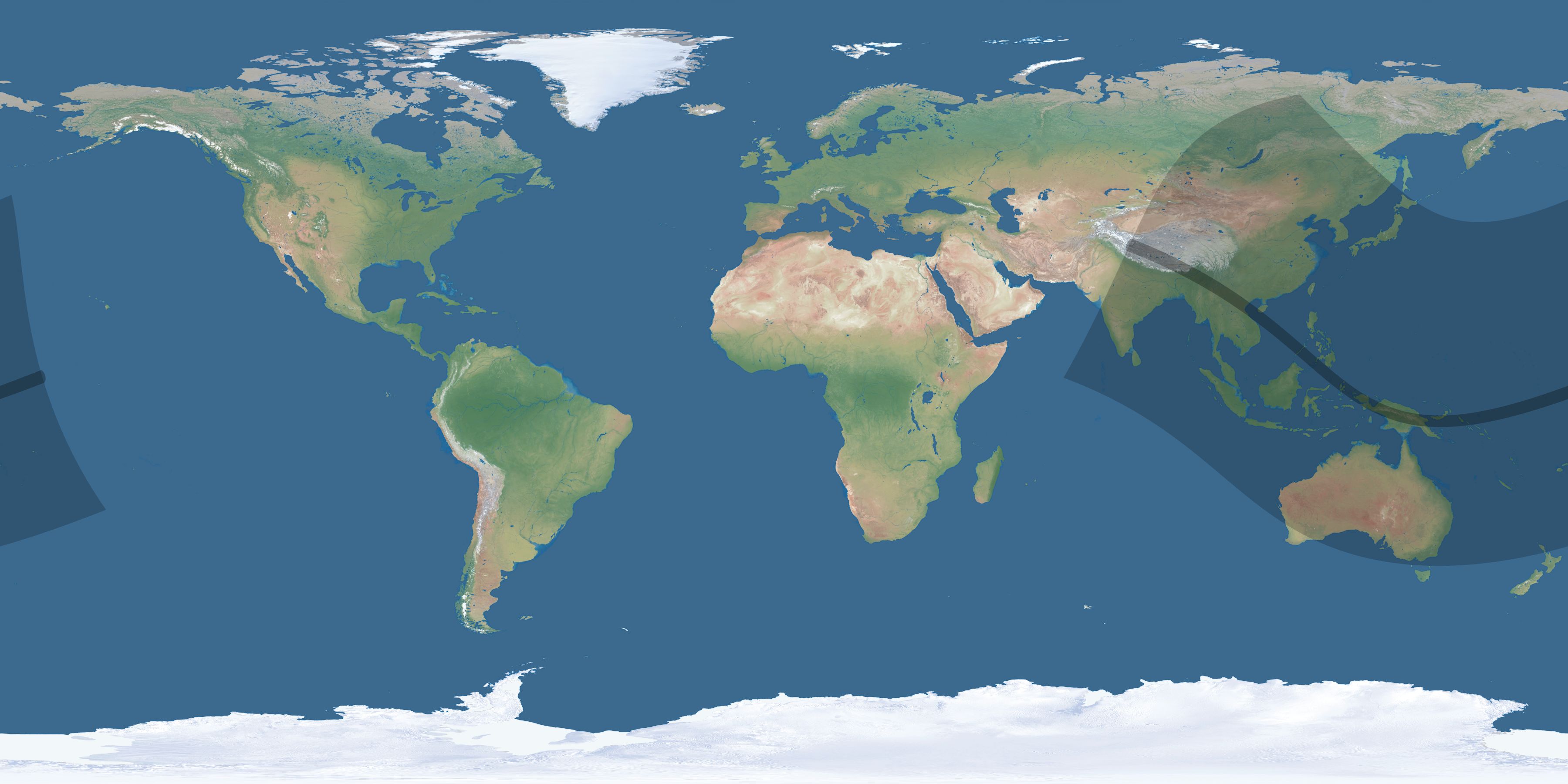 Map of the umbra and penumbra path of the solar eclipse of 11/26/2486