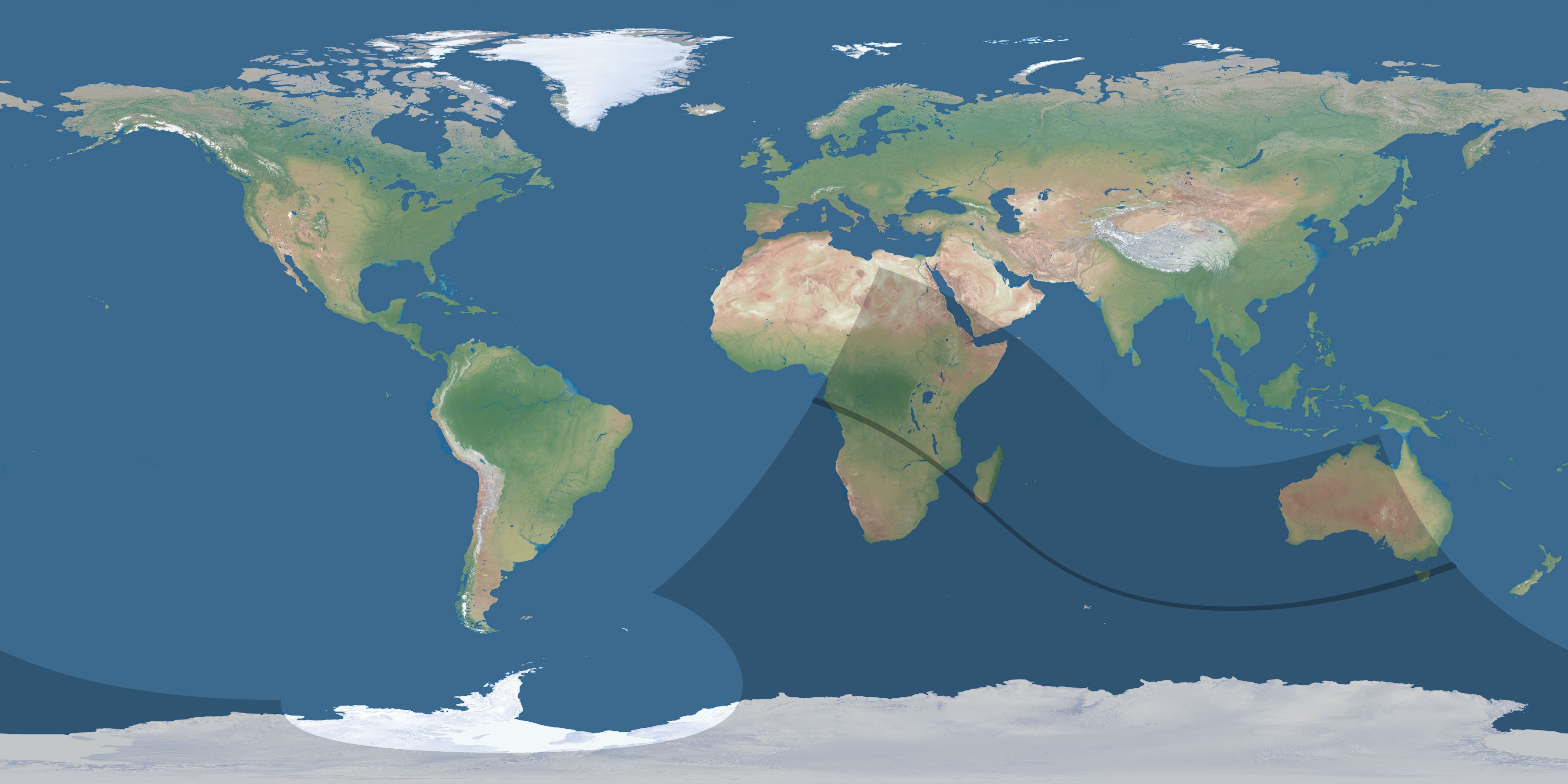 Map of the umbra and penumbra path of the solar eclipse of 11/15/2487