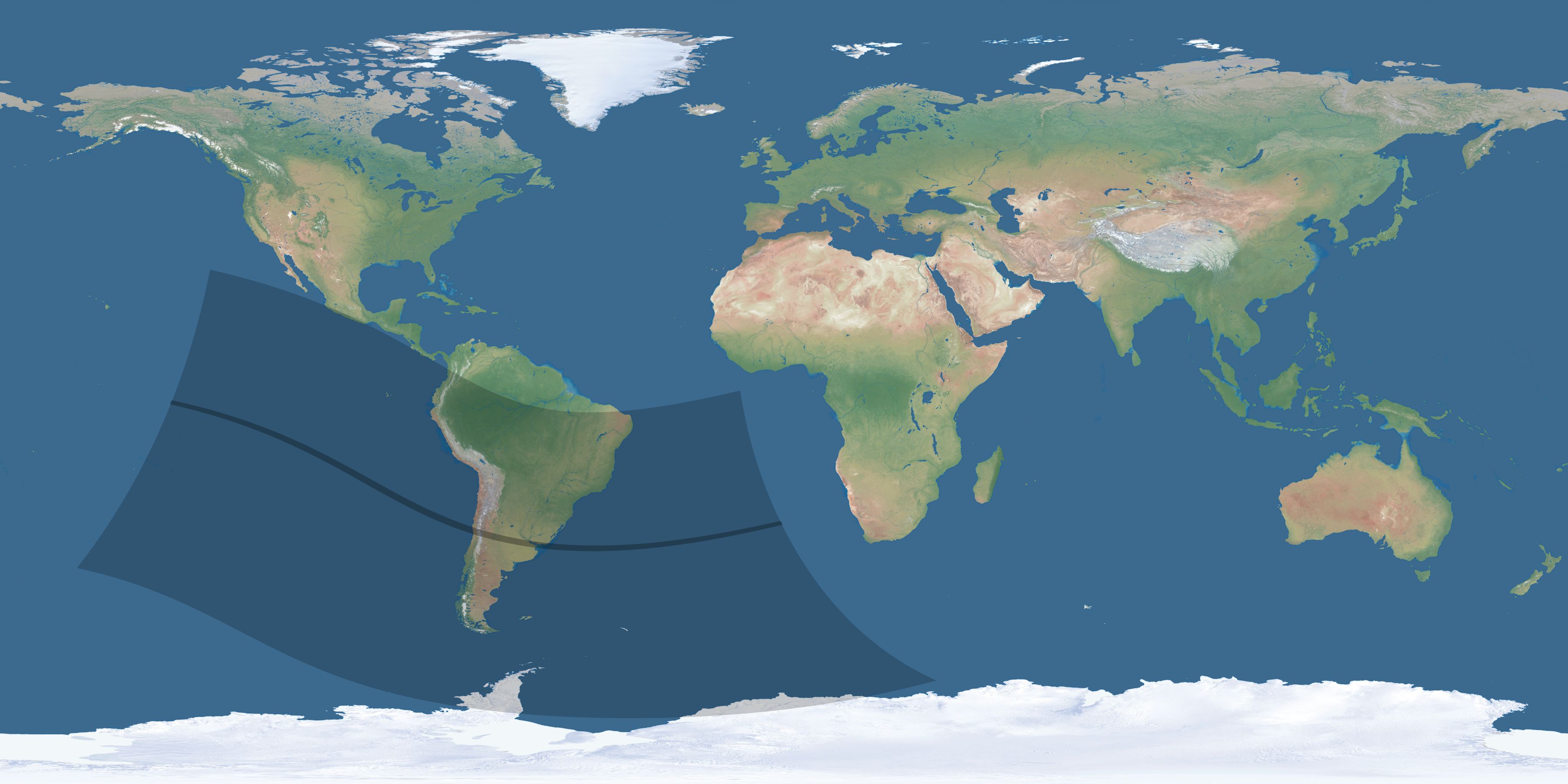Map of the umbra and penumbra path of the solar eclipse of 10/26/2497