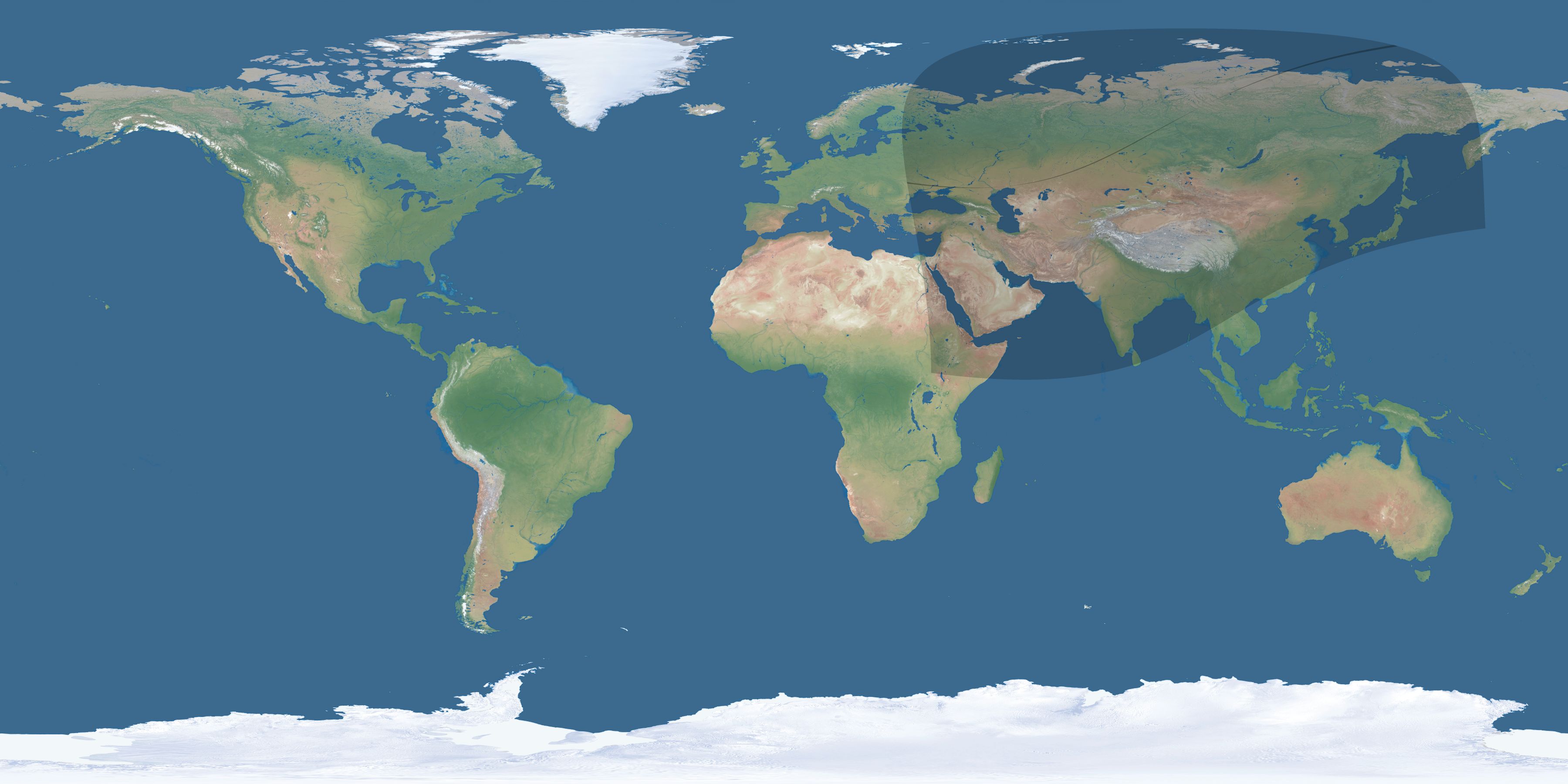Map of the umbra and penumbra path of the solar eclipse of 03/01/2500