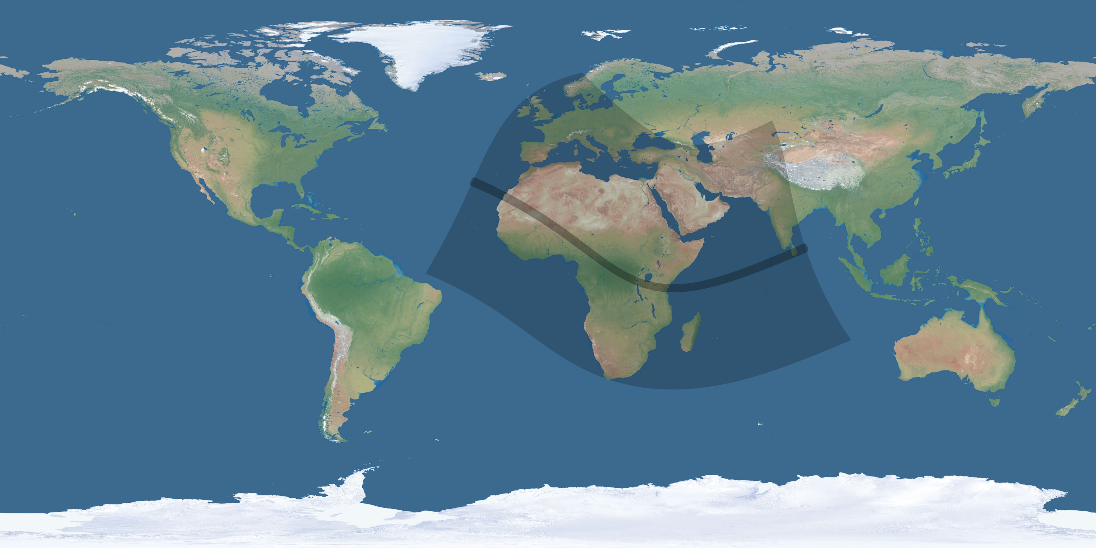 Map of the umbra and penumbra path of the solar eclipse of 12/07/2504