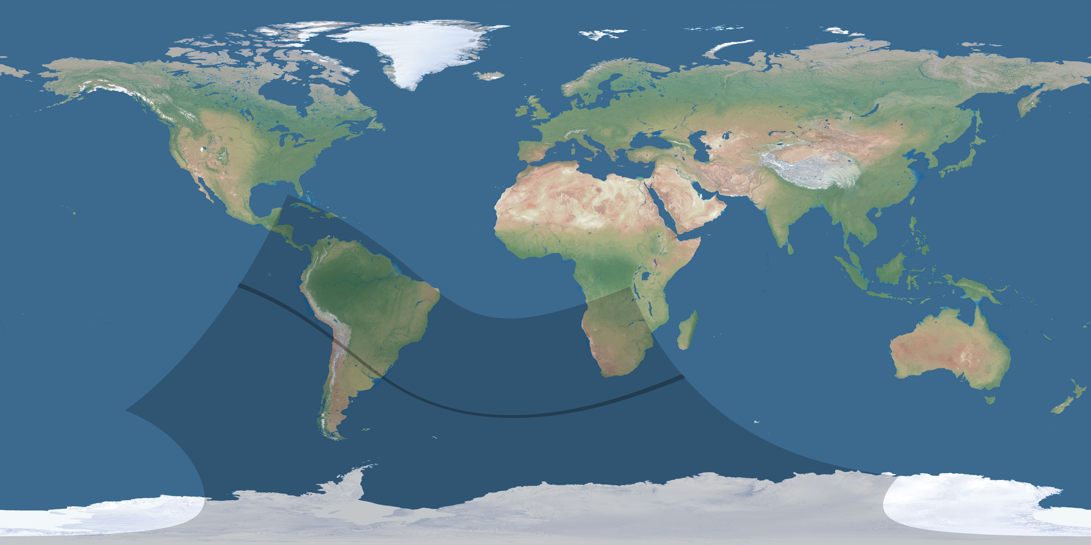 Map of the umbra and penumbra path of the solar eclipse of 11/26/2505