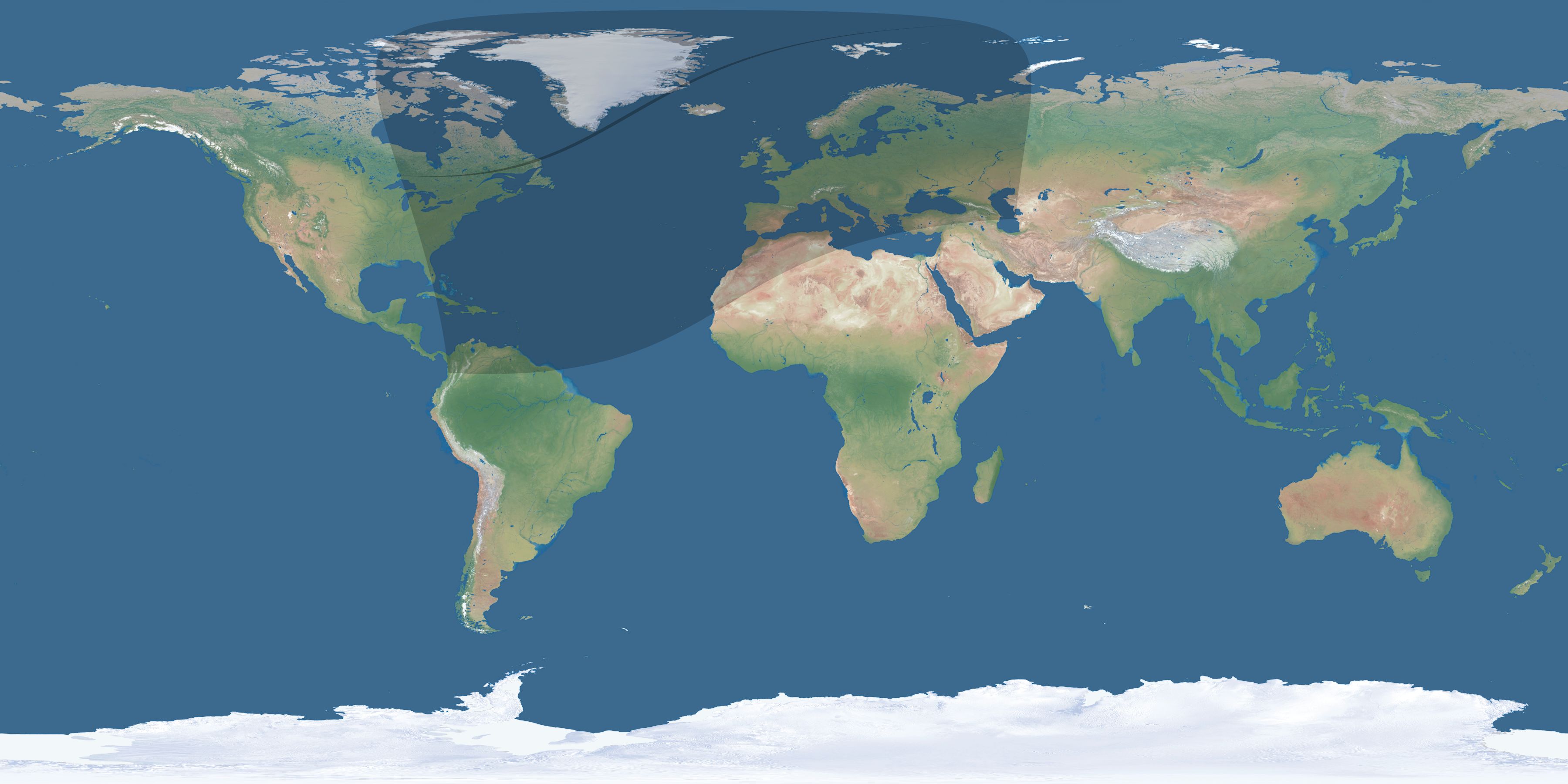 Map of the umbra and penumbra path of the solar eclipse of 03/12/2518