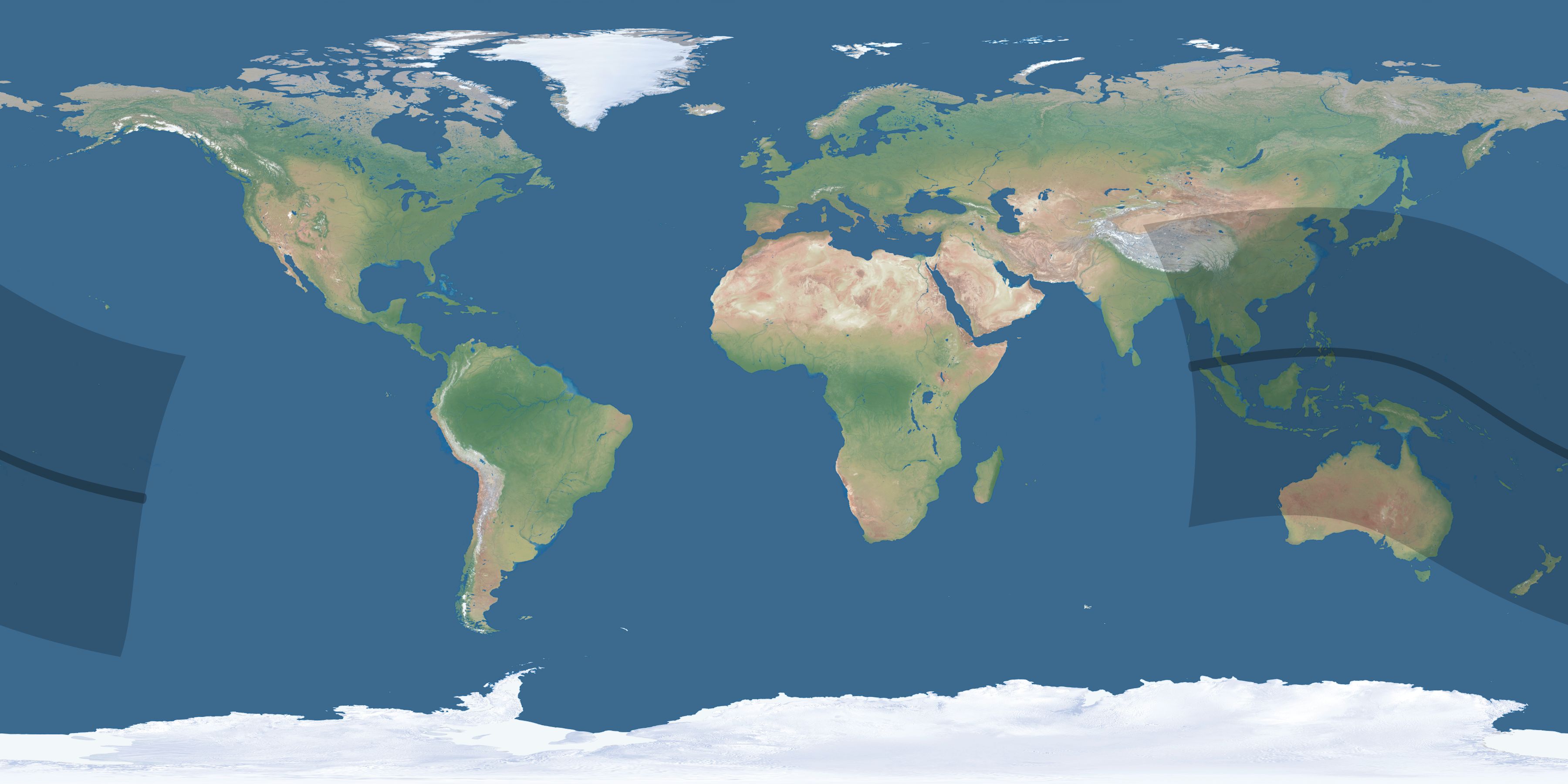 Map of the umbra and penumbra path of the solar eclipse of 08/26/2519