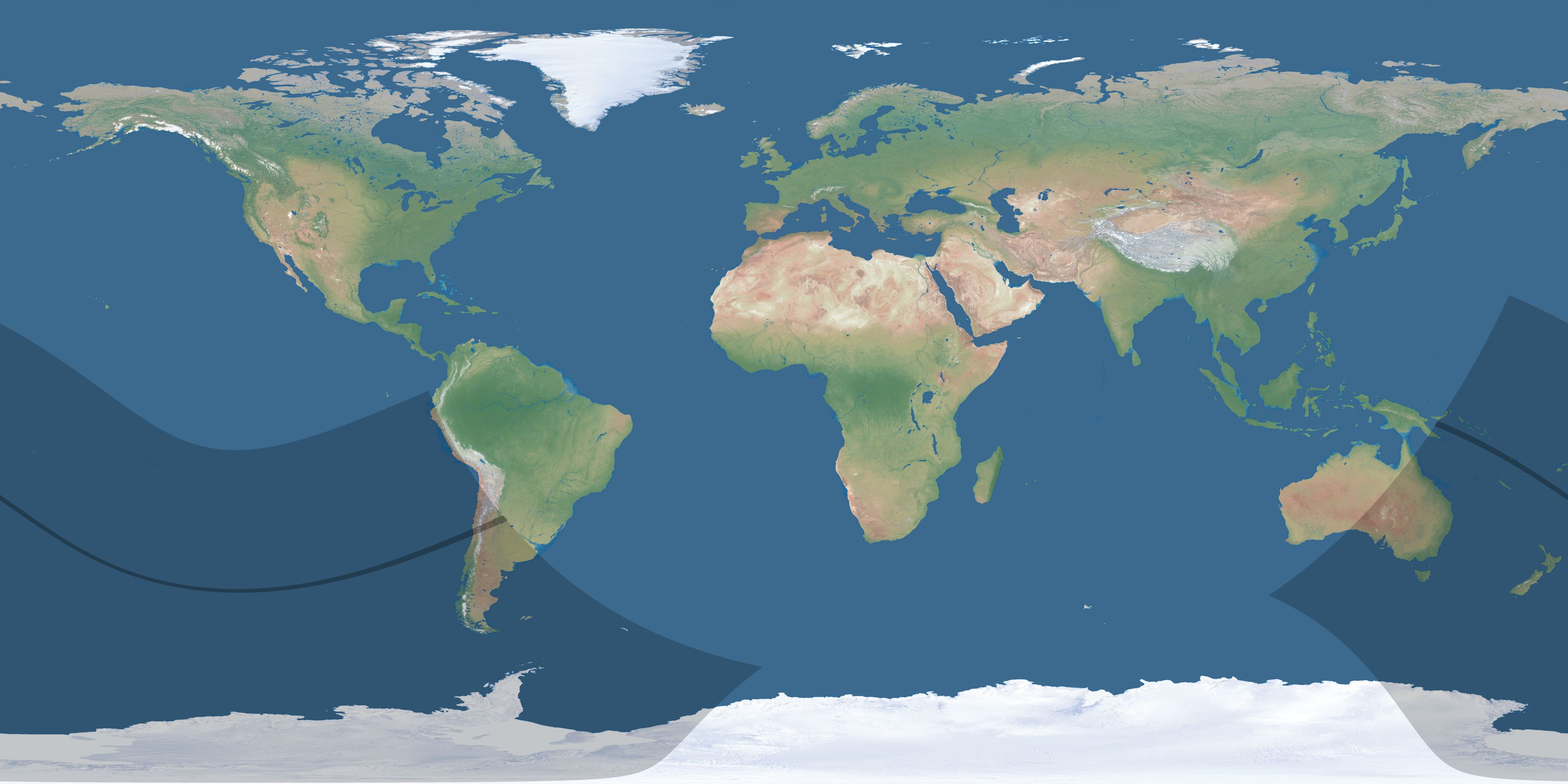 Map of the umbra and penumbra path of the solar eclipse of 12/08/2523