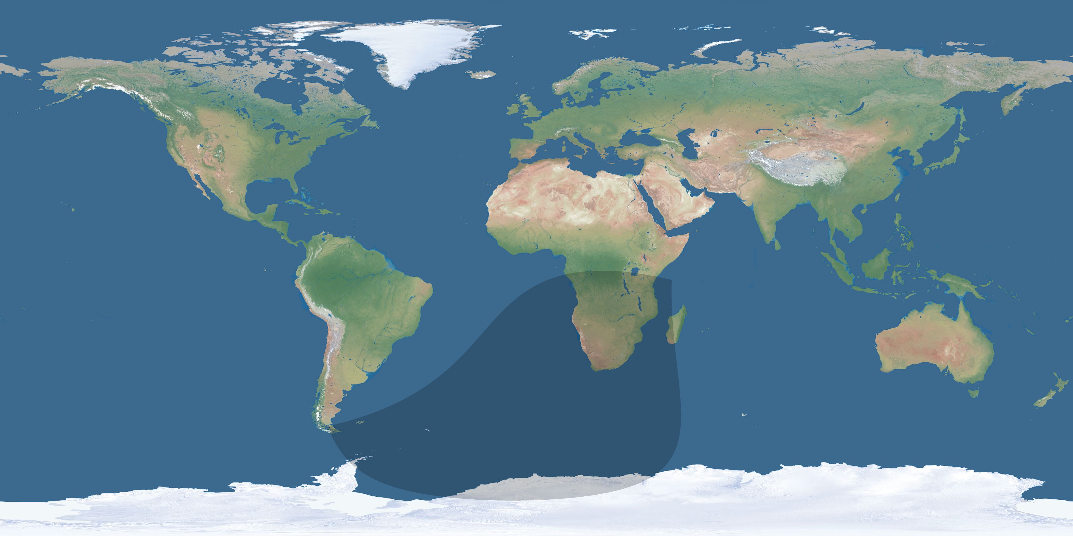 Map of the umbra and penumbra path of the solar eclipse of 04/23/2525