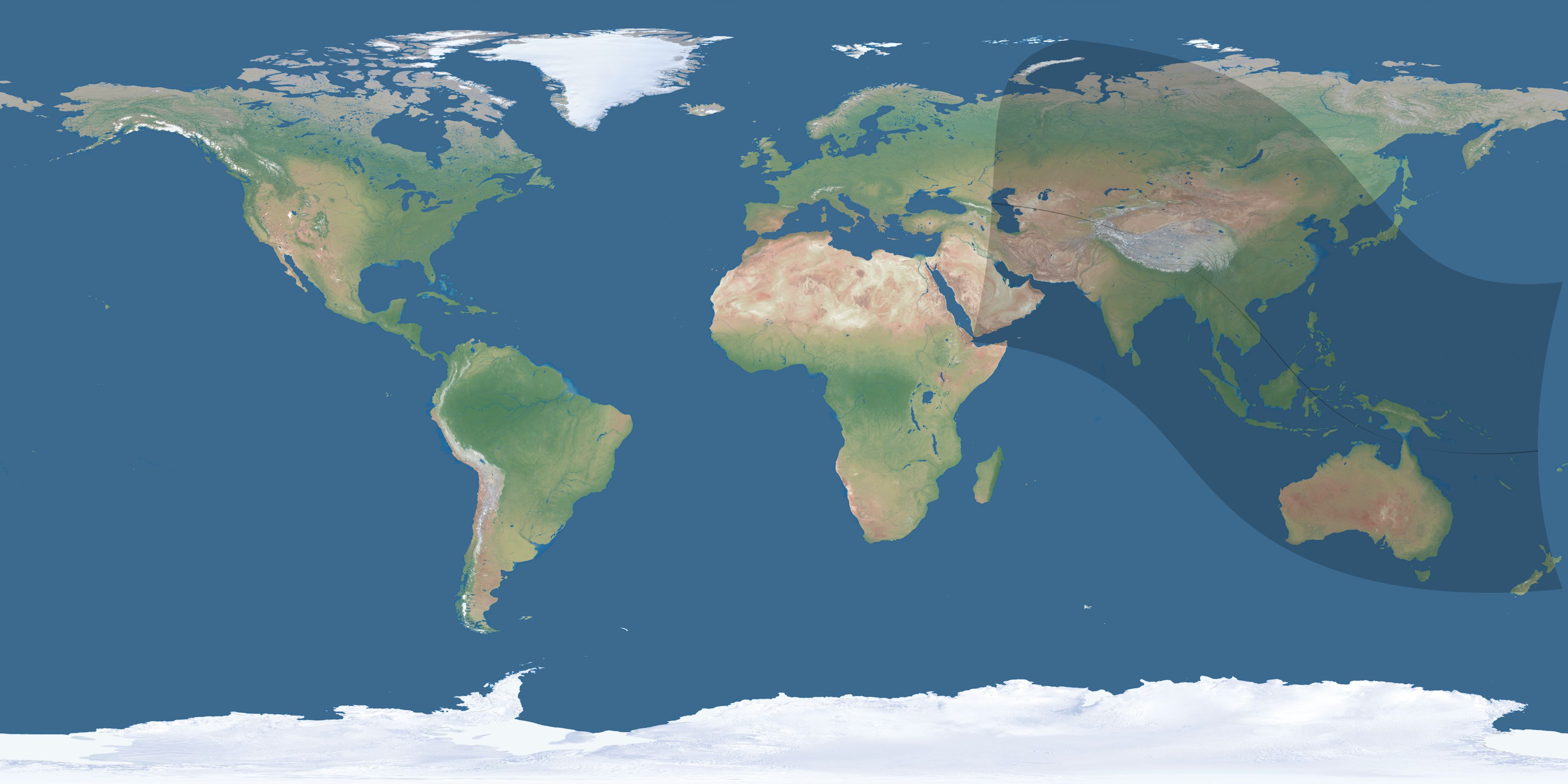 Map of the umbra and penumbra path of the solar eclipse of 10/07/2526