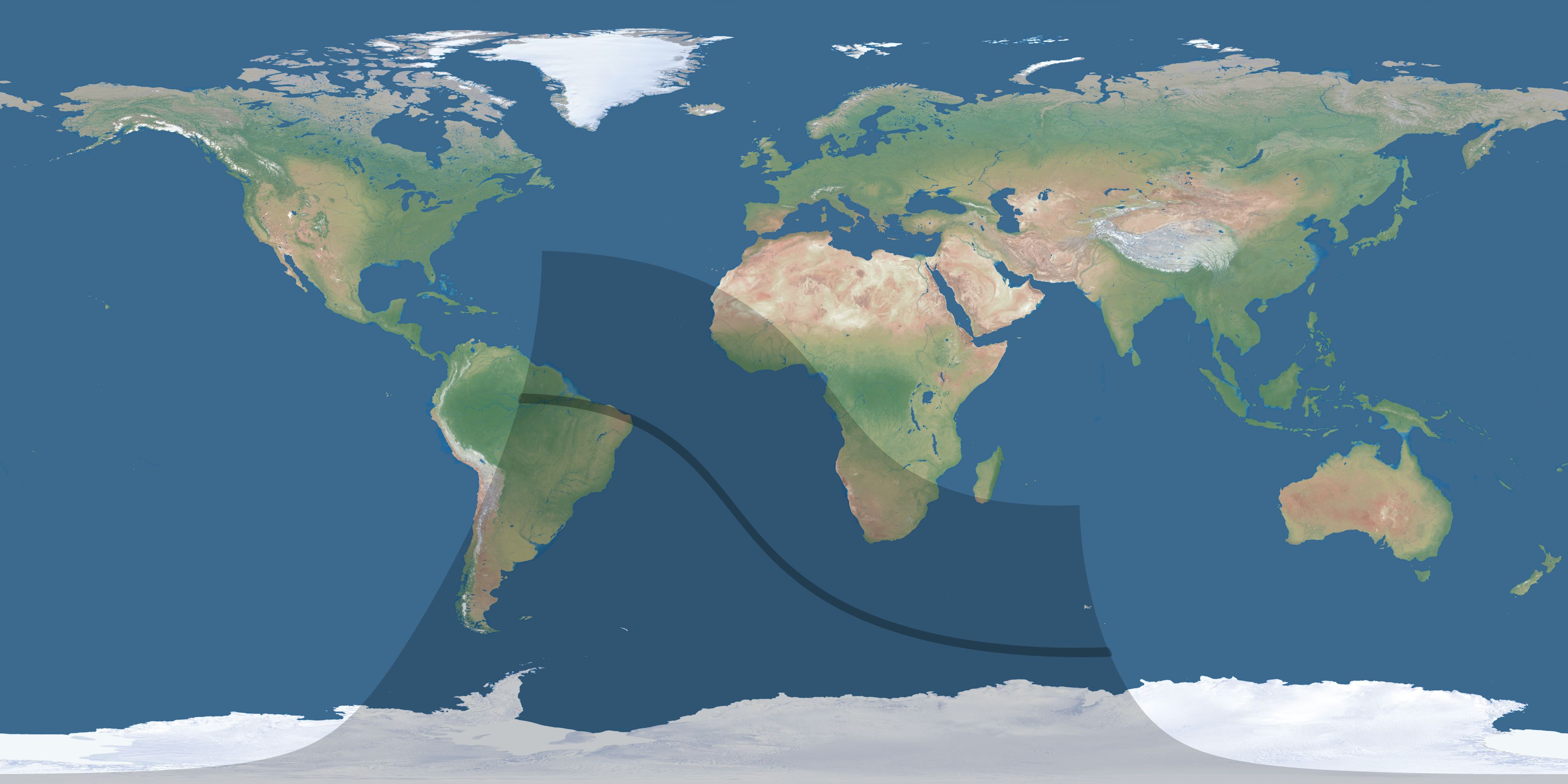 Map of the umbra and penumbra path of the solar eclipse of 09/26/2527