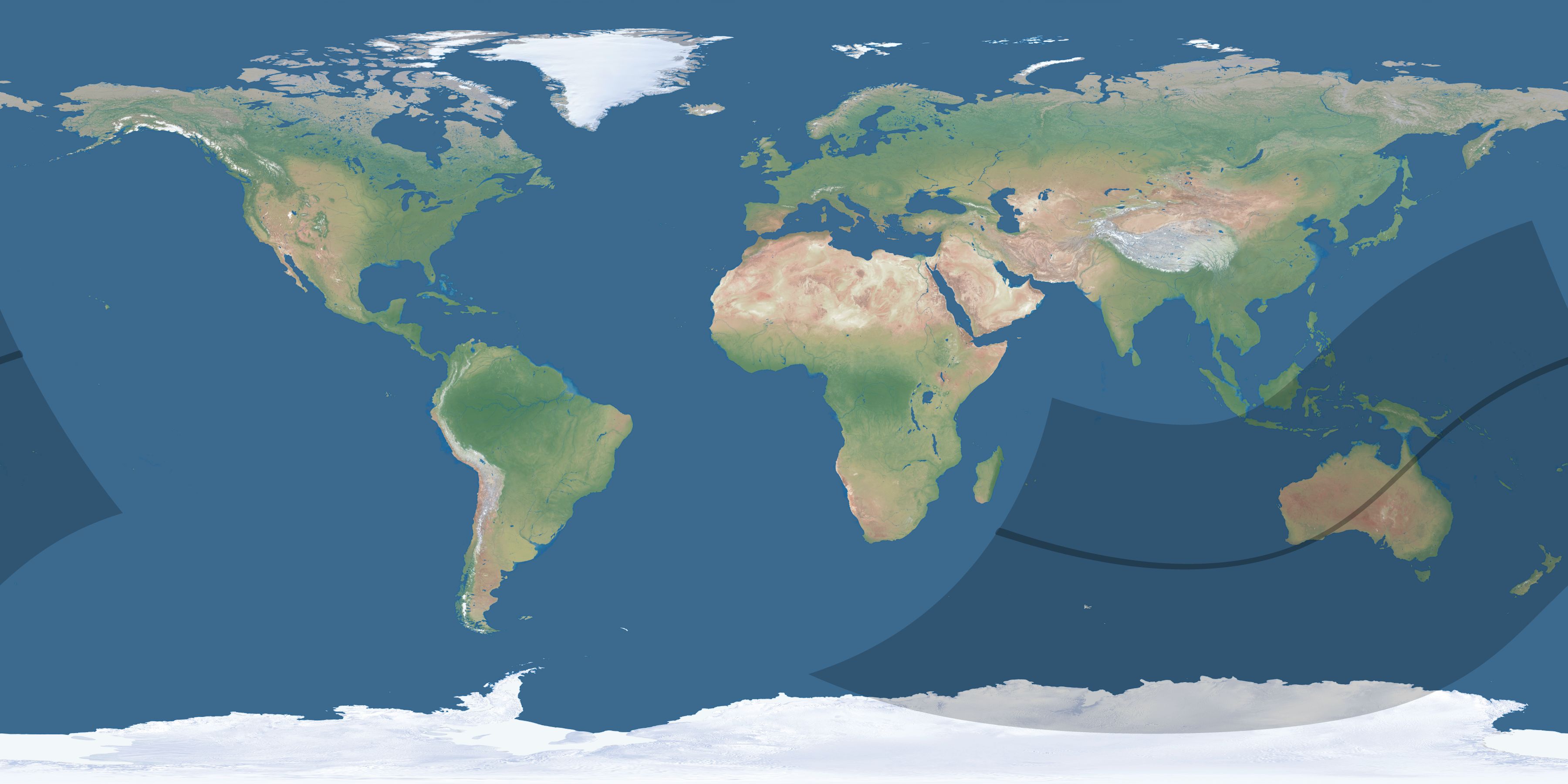 Map of the umbra and penumbra path of the solar eclipse of 01/30/2530