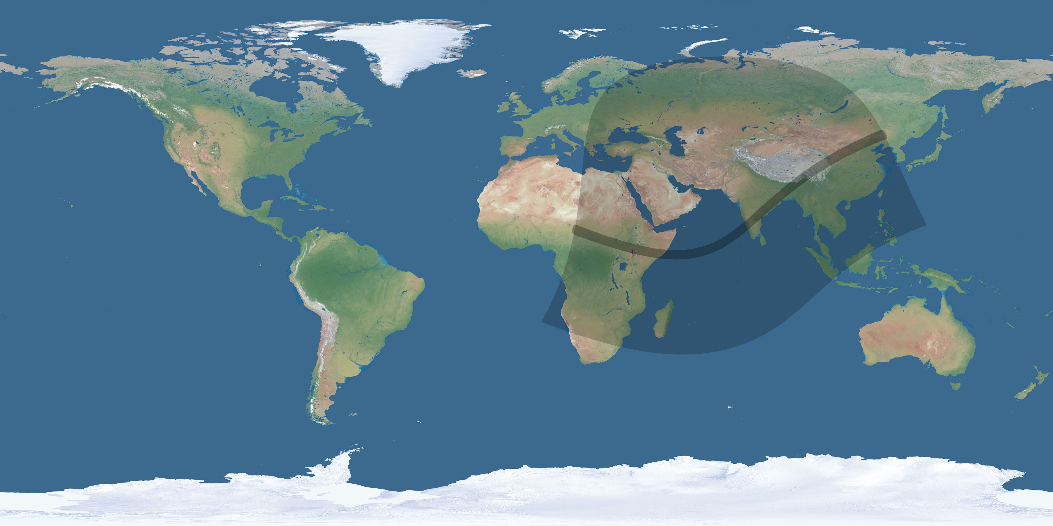 Map of the umbra and penumbra path of the solar eclipse of 01/19/2531