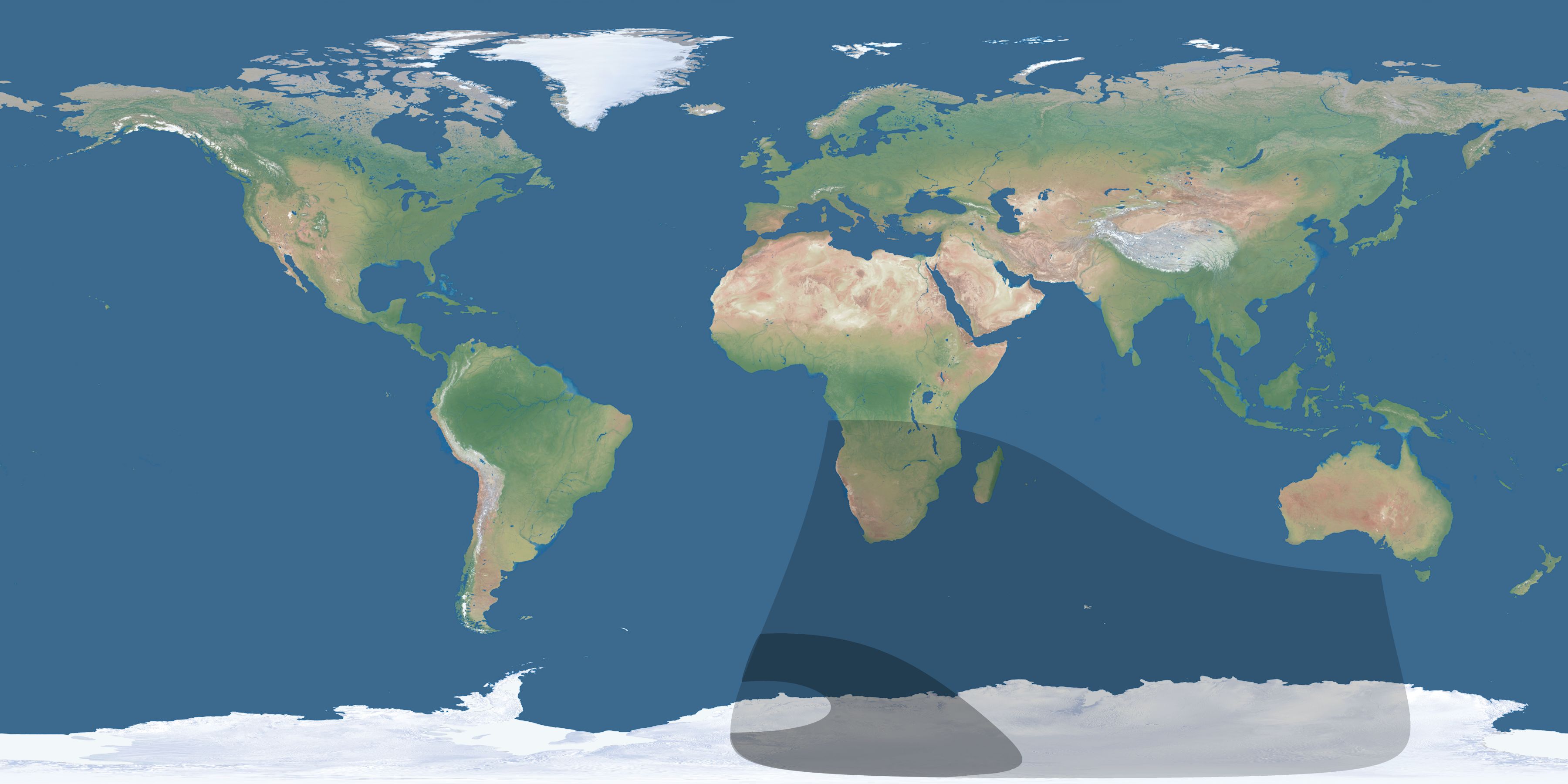 Map of the umbra and penumbra path of the solar eclipse of 09/16/2536
