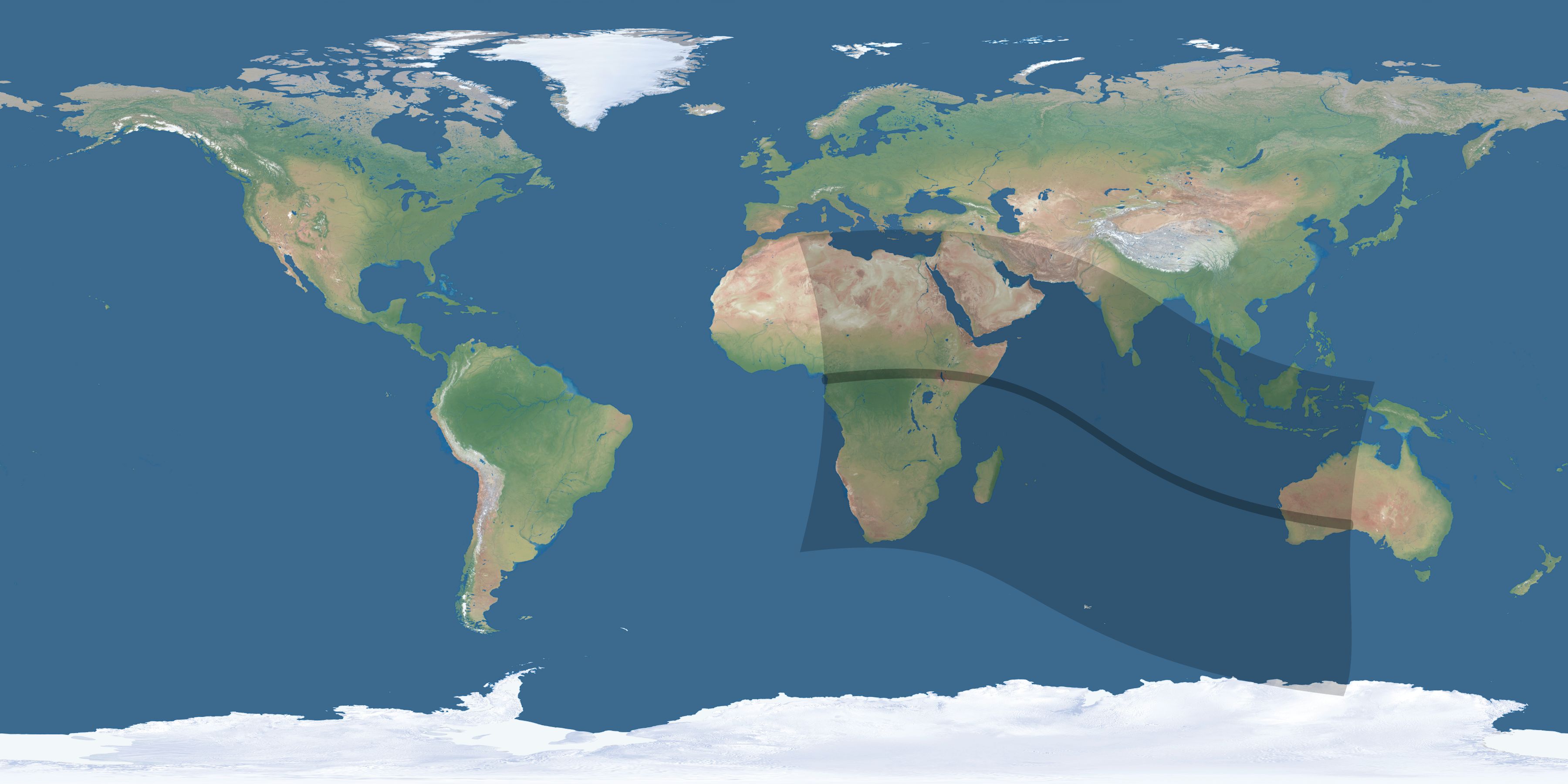 Map of the umbra and penumbra path of the solar eclipse of 09/05/2537
