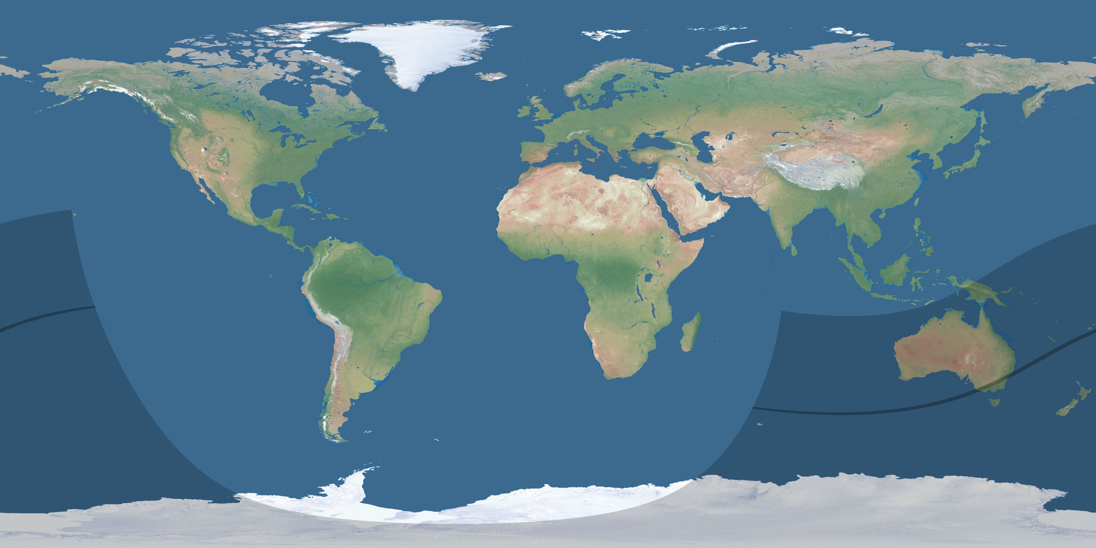 Map of the umbra and penumbra path of the solar eclipse of 03/02/2538