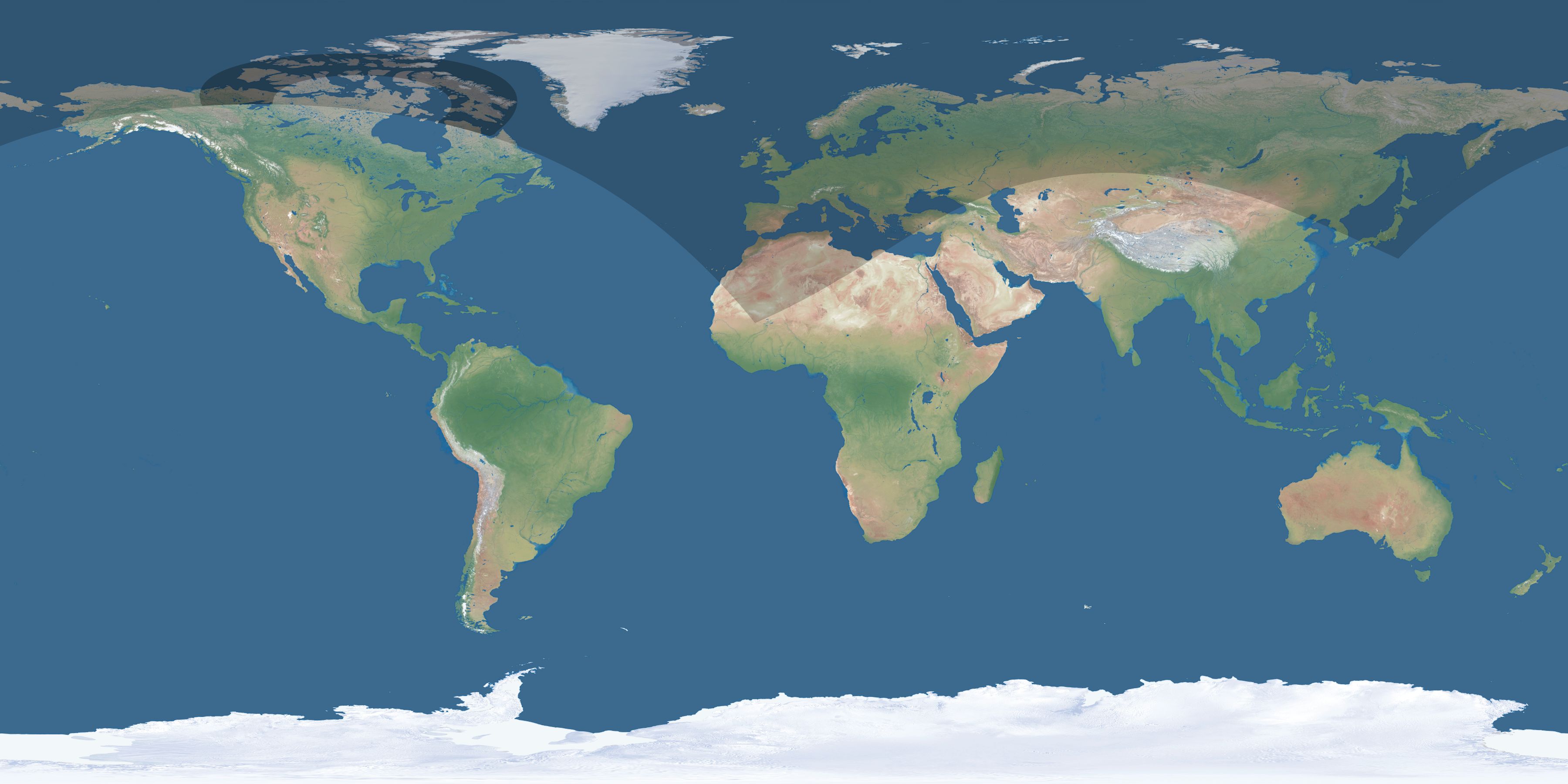 Map of the umbra and penumbra path of the solar eclipse of 06/14/2542
