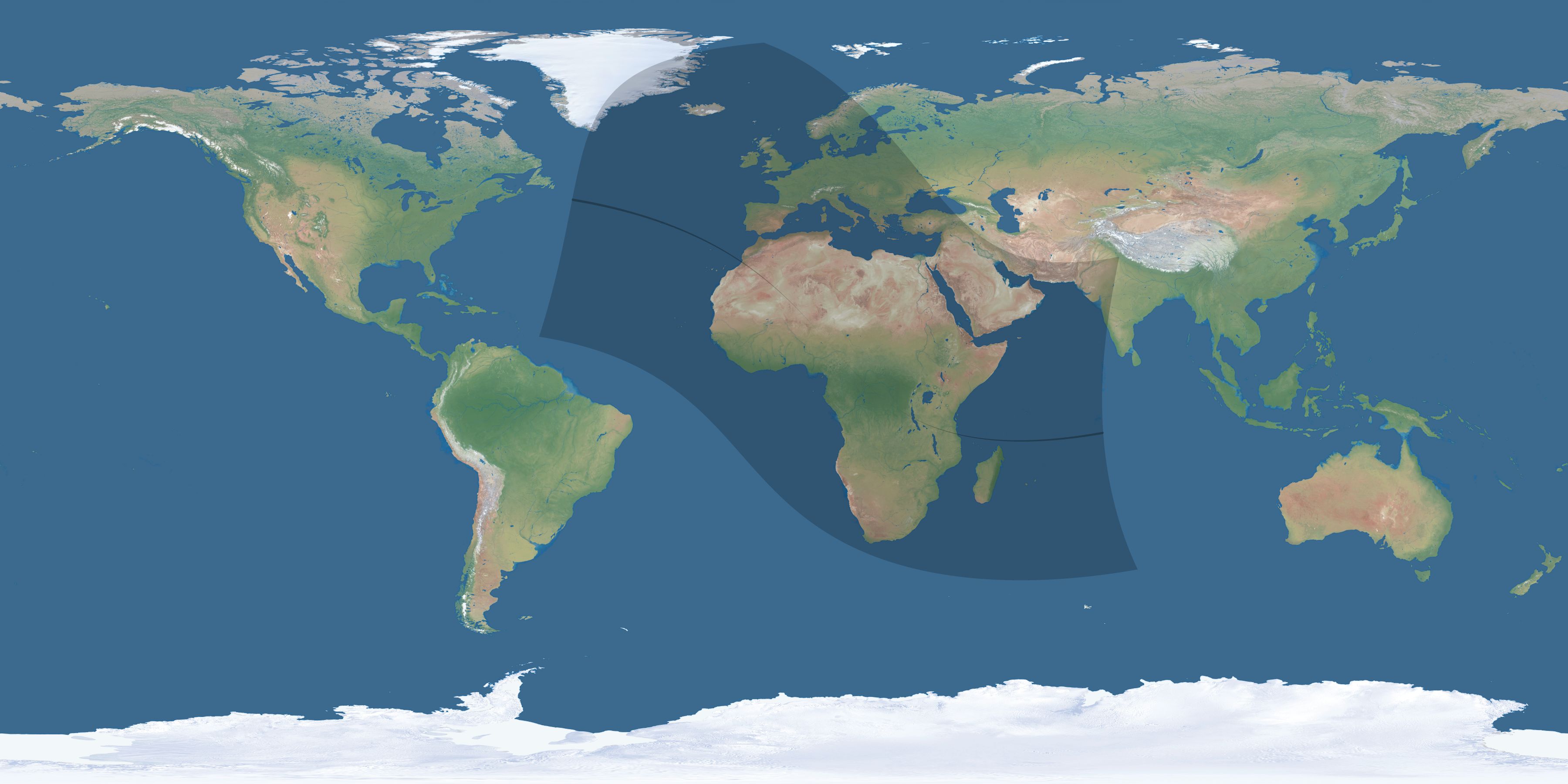 Map of the umbra and penumbra path of the solar eclipse of 10/17/2544