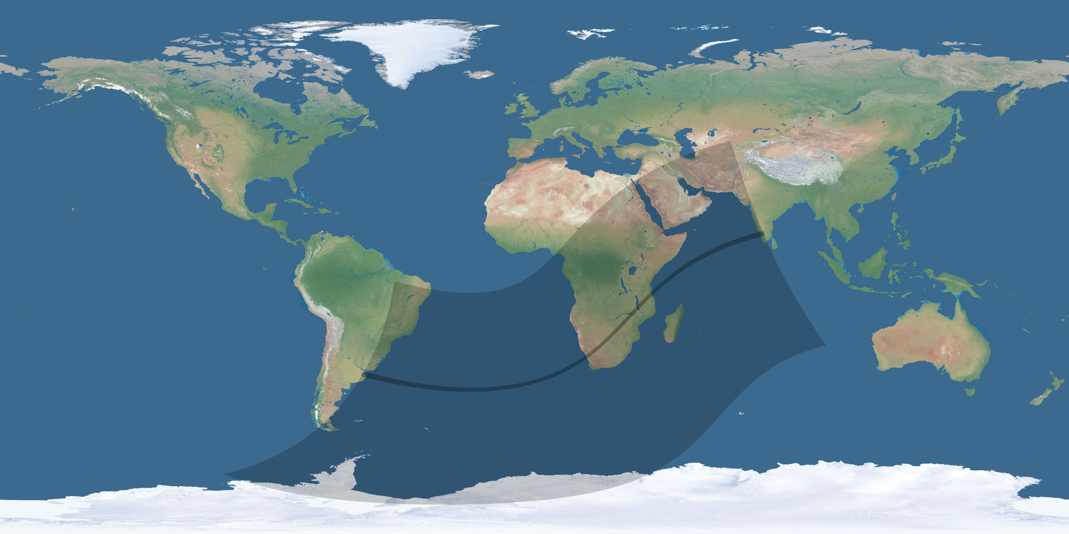 Map of the umbra and penumbra path of the solar eclipse of 02/10/2548