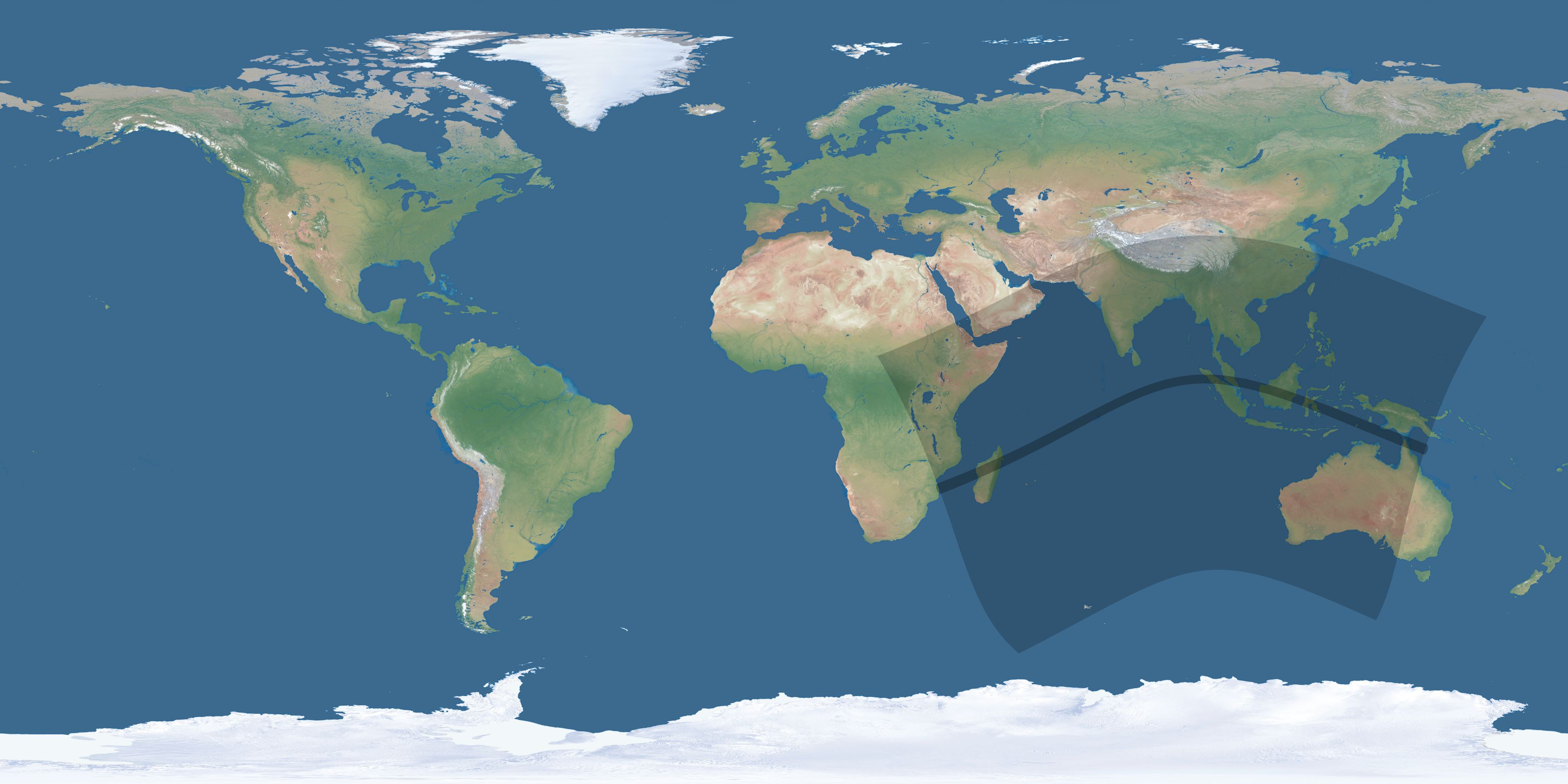 Map of the umbra and penumbra path of the solar eclipse of 05/24/2552