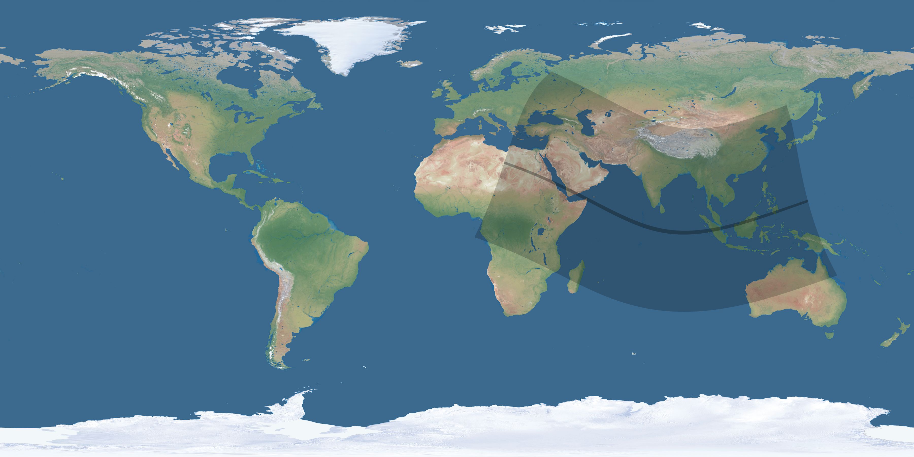Map of the umbra and penumbra path of the solar eclipse of 11/17/2552