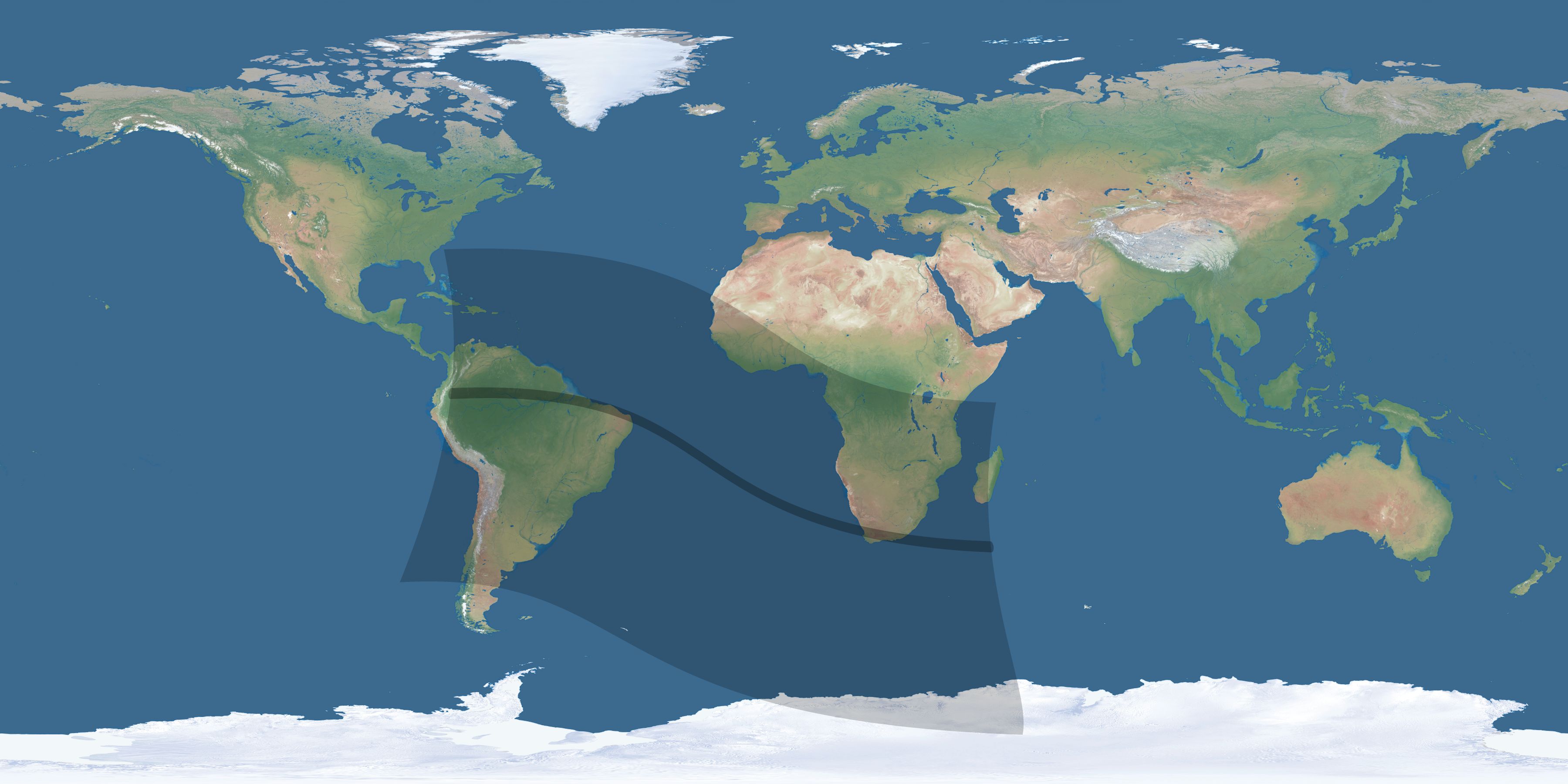 Map of the umbra and penumbra path of the solar eclipse of 09/17/2555