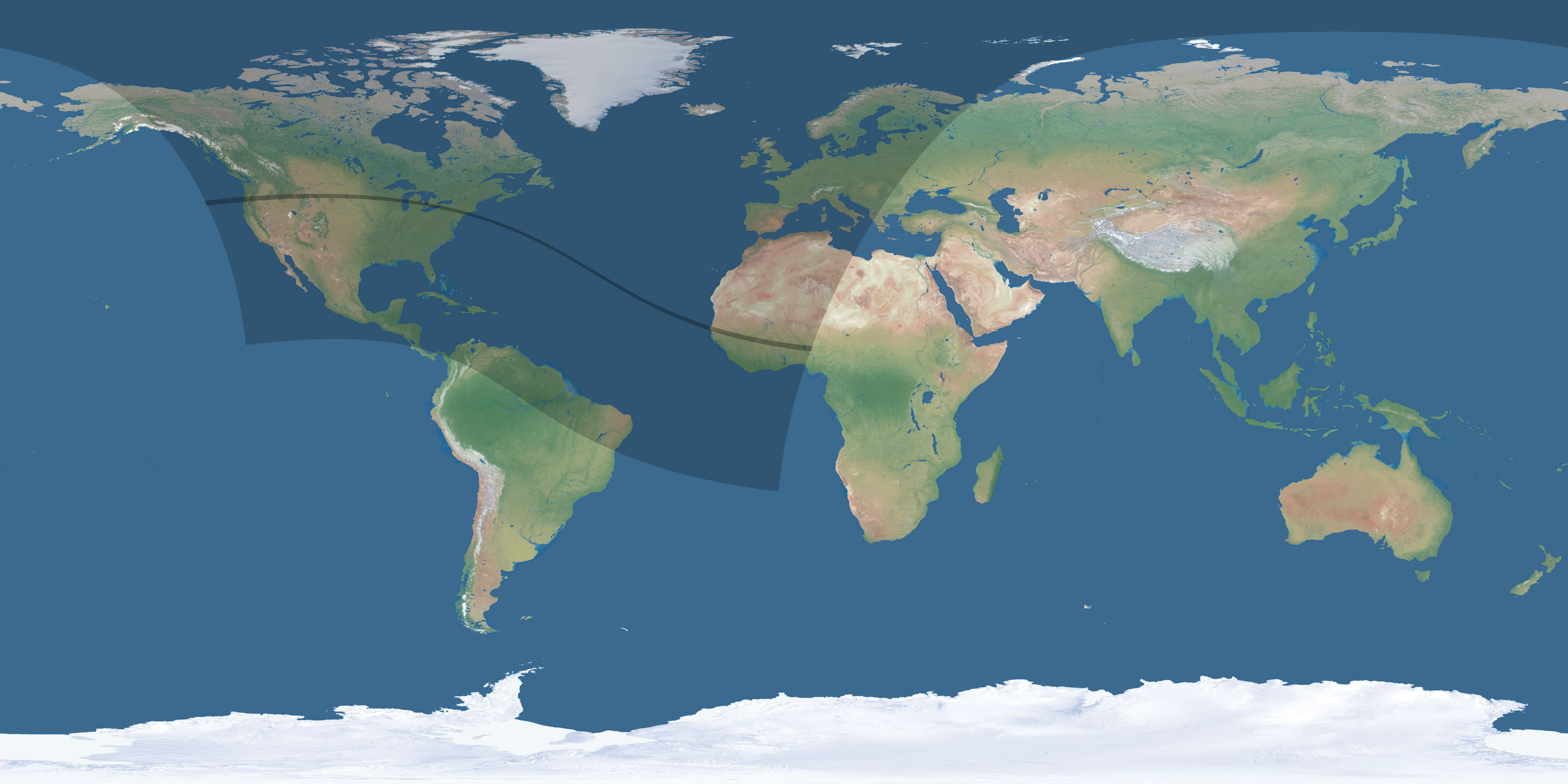 Map of the umbra and penumbra path of the solar eclipse of 09/05/2556