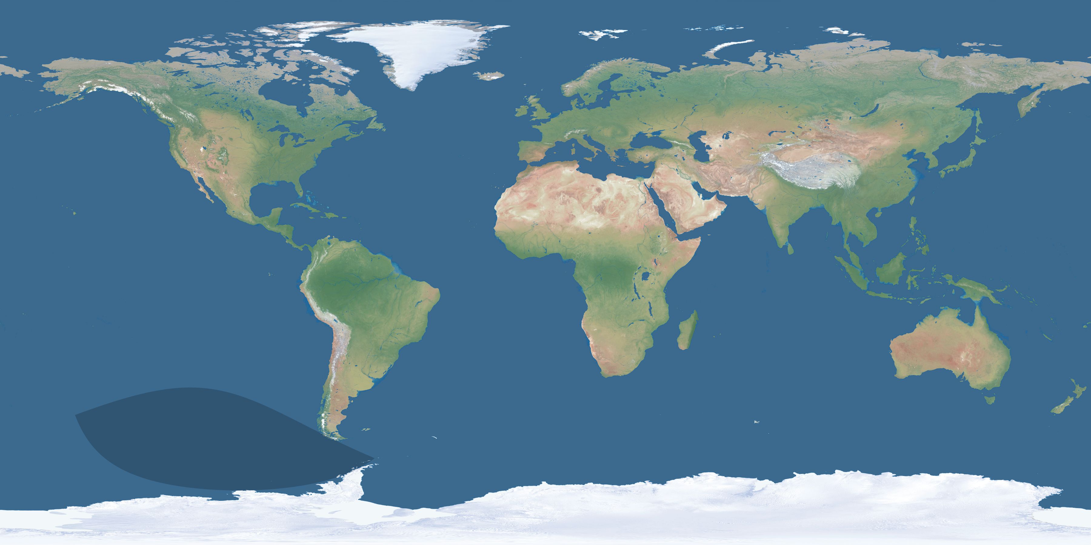 Map of the umbra and penumbra path of the solar eclipse of 07/27/2557