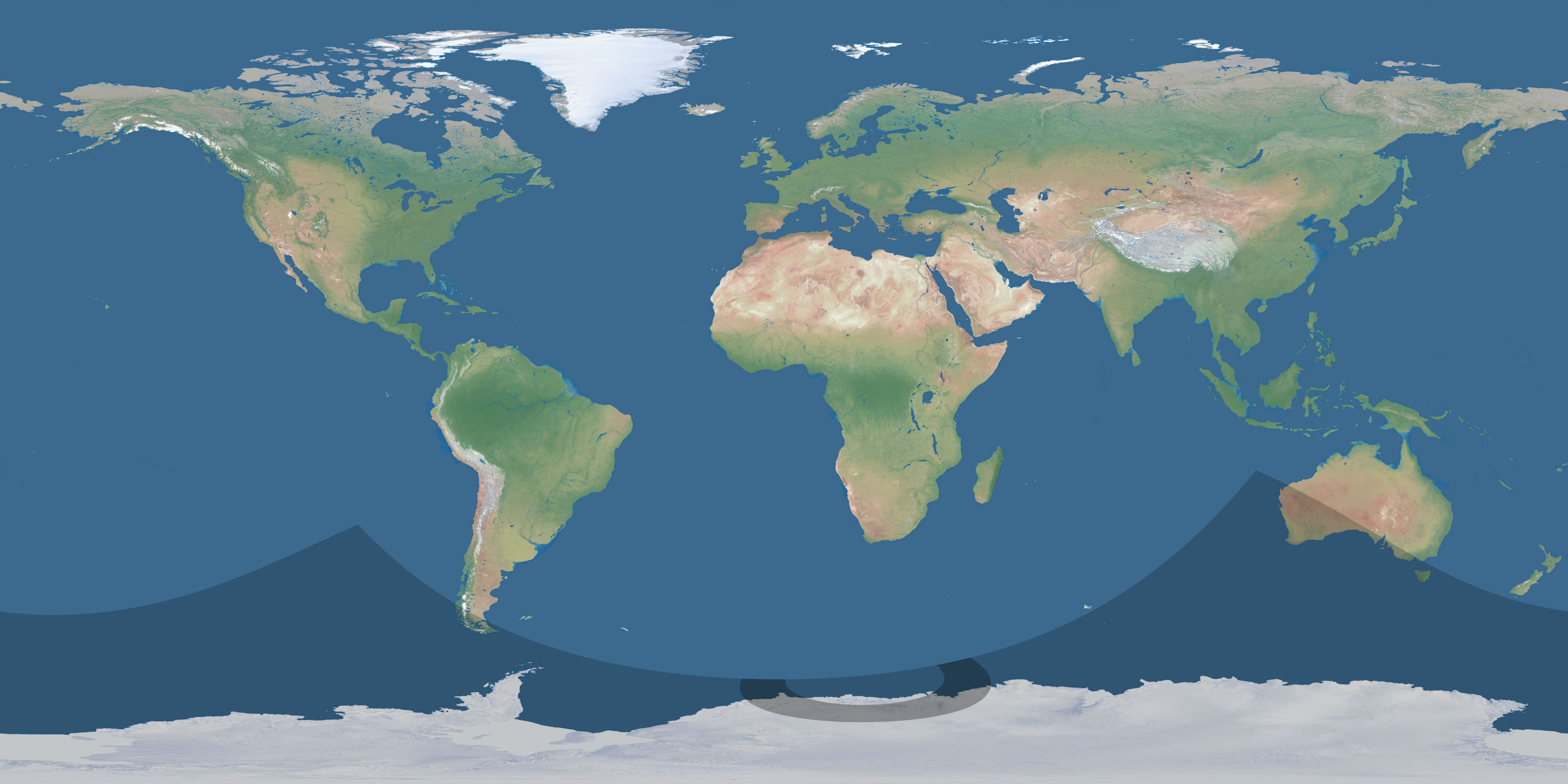 Map of the umbra and penumbra path of the solar eclipse of 12/18/2560