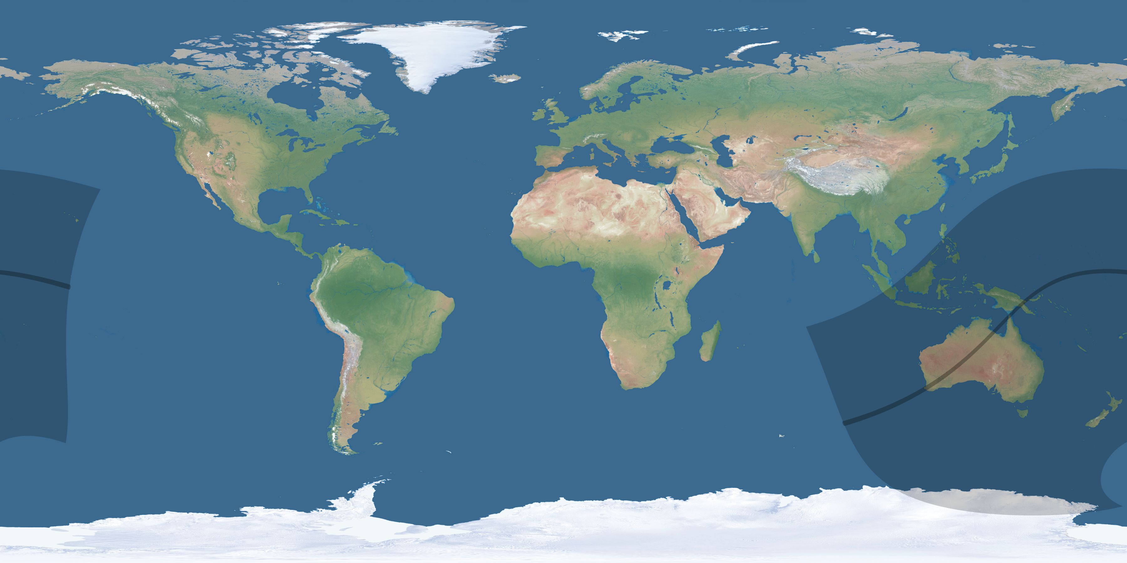 Map of the umbra and penumbra path of the solar eclipse of 05/04/2562