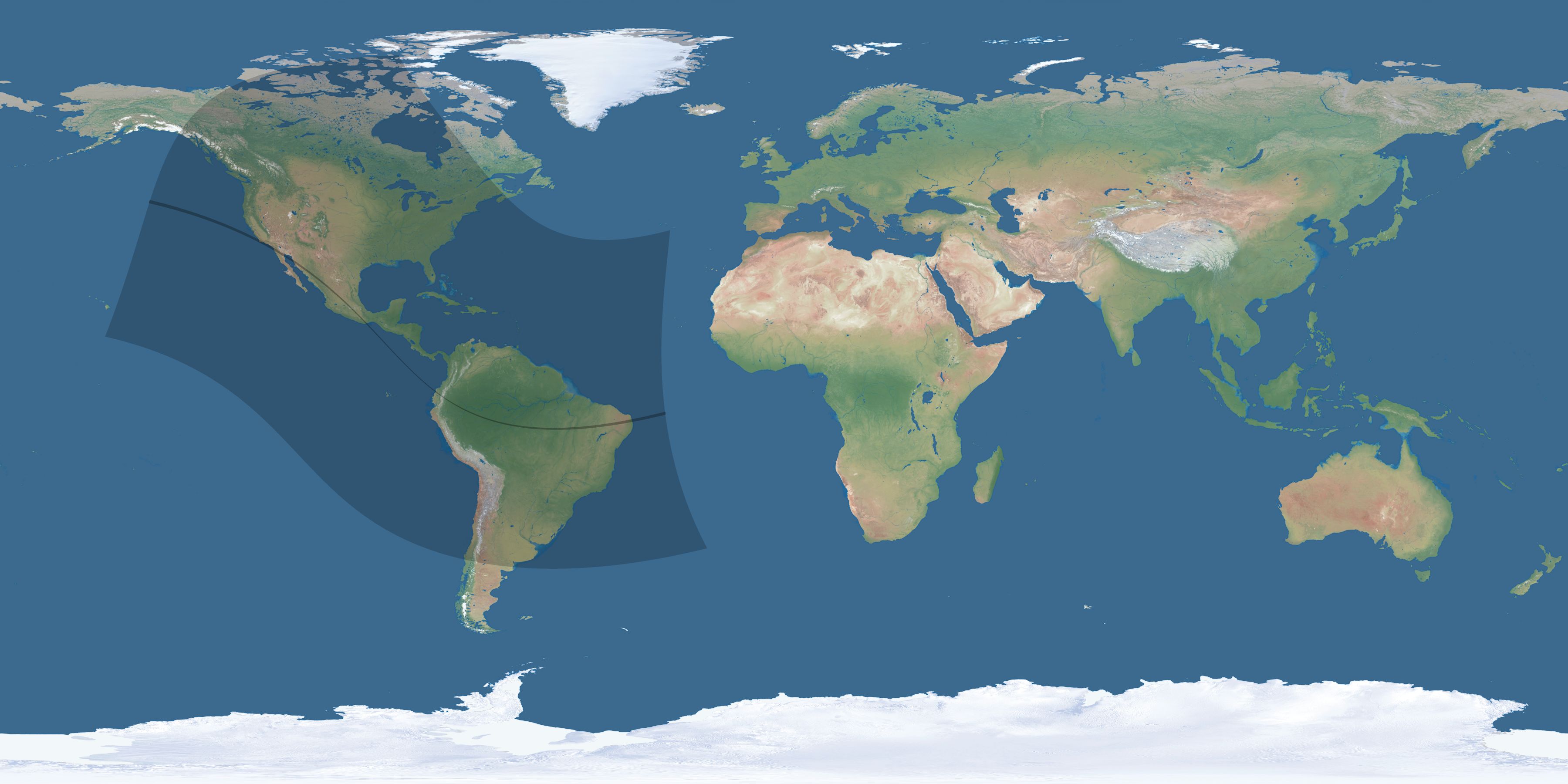 Map of the umbra and penumbra path of the solar eclipse of 10/29/2562