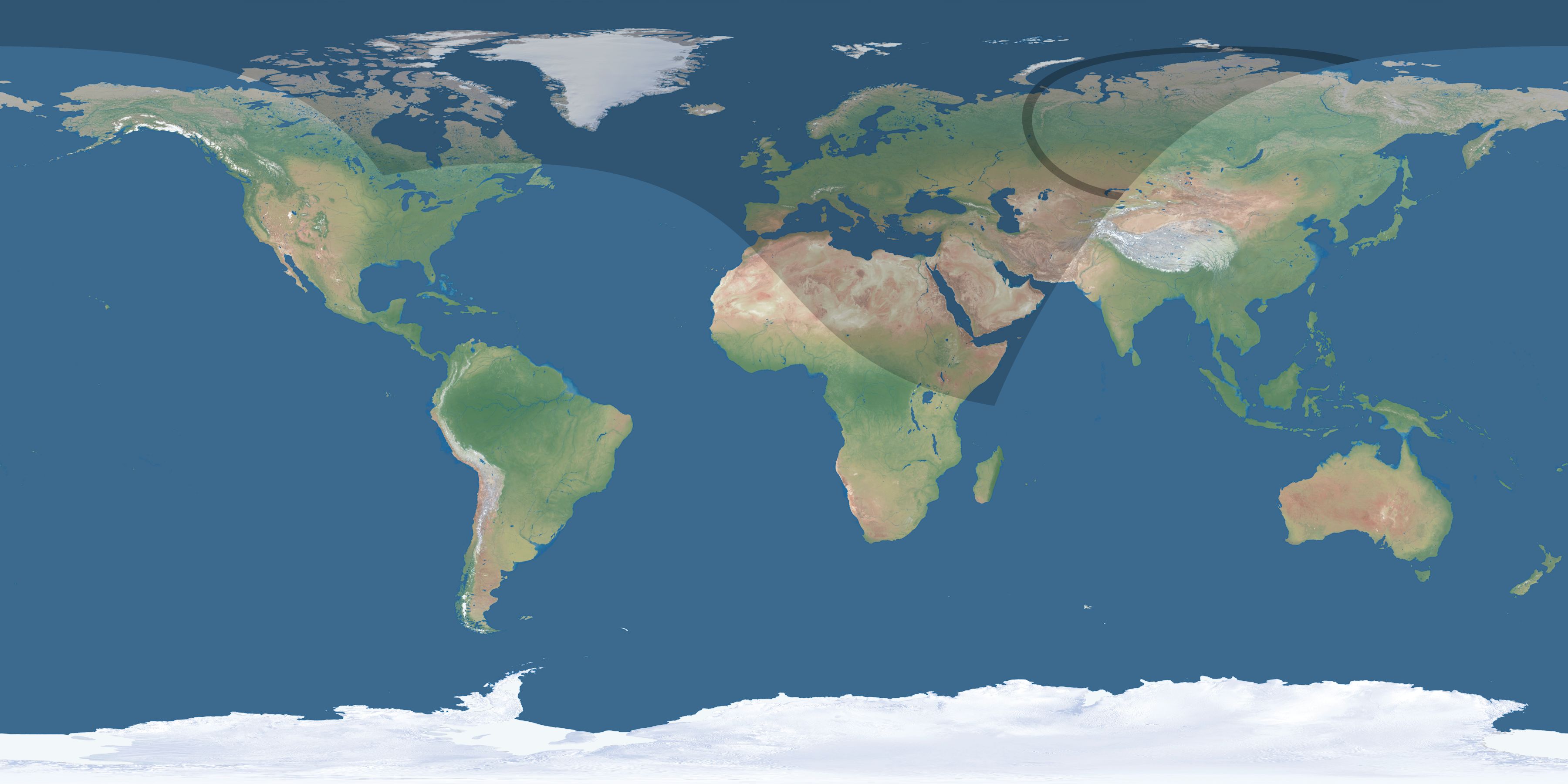 Map of the umbra and penumbra path of the solar eclipse of 08/27/2565
