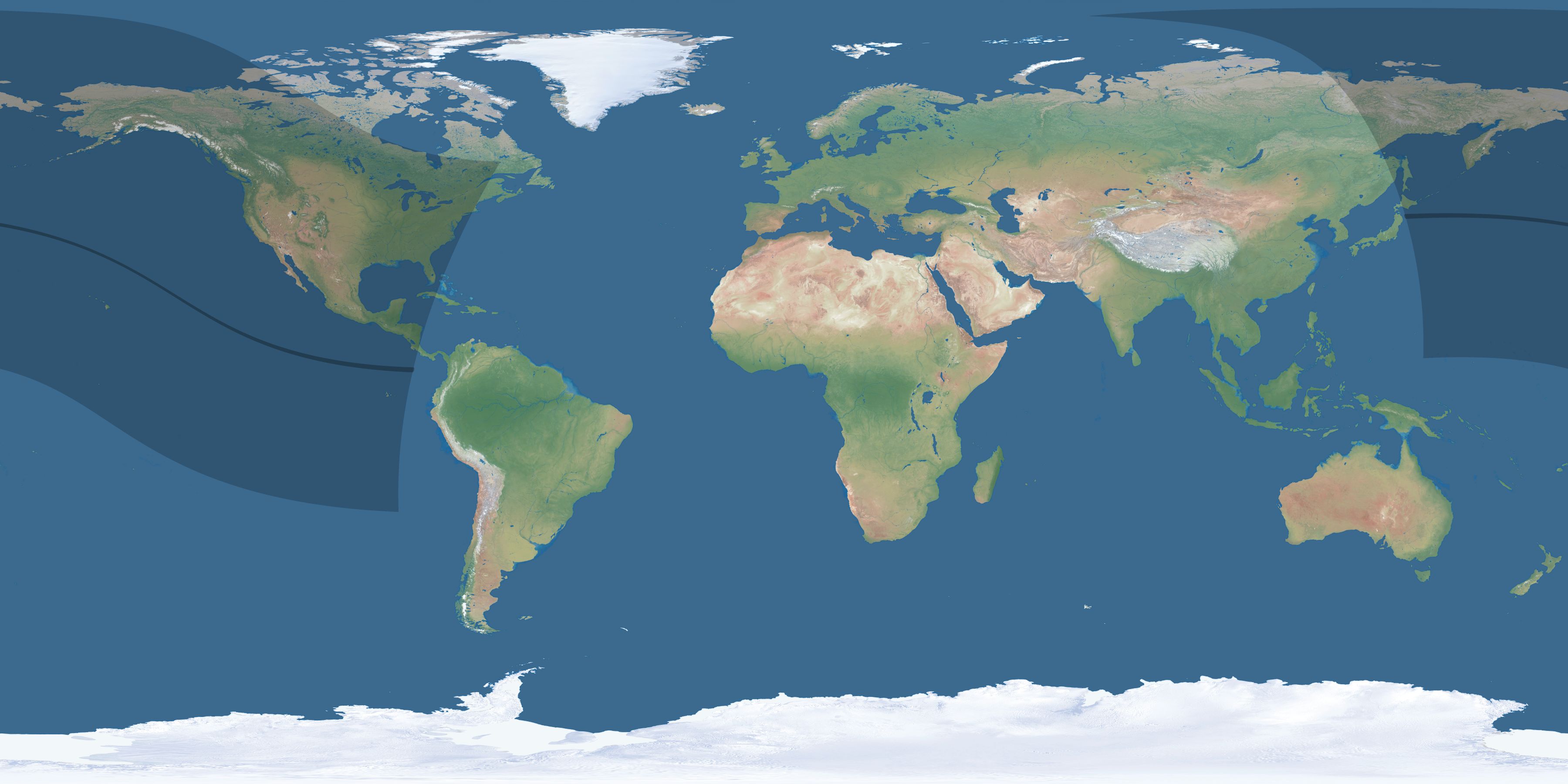 Map of the umbra and penumbra path of the solar eclipse of 09/16/2574