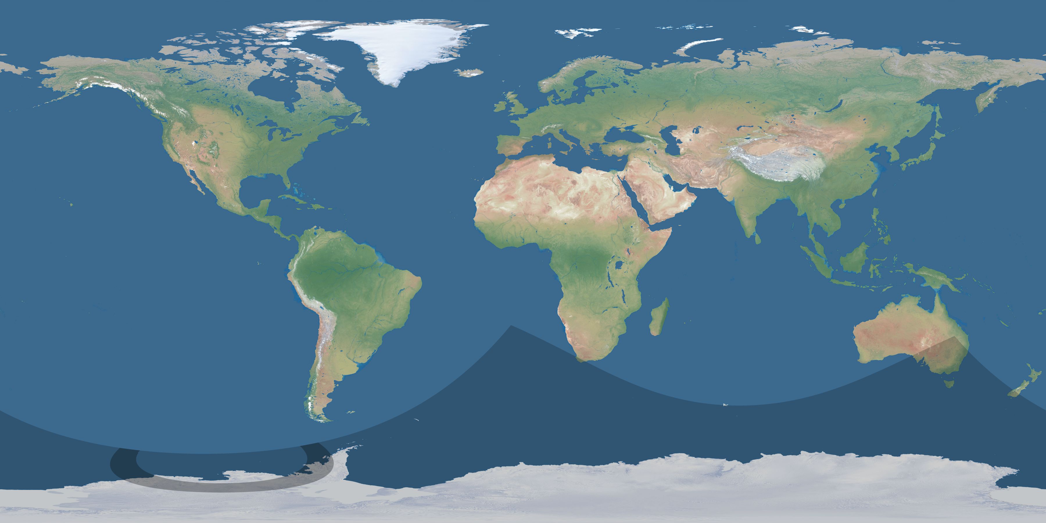 Map of the umbra and penumbra path of the solar eclipse of 12/29/2578