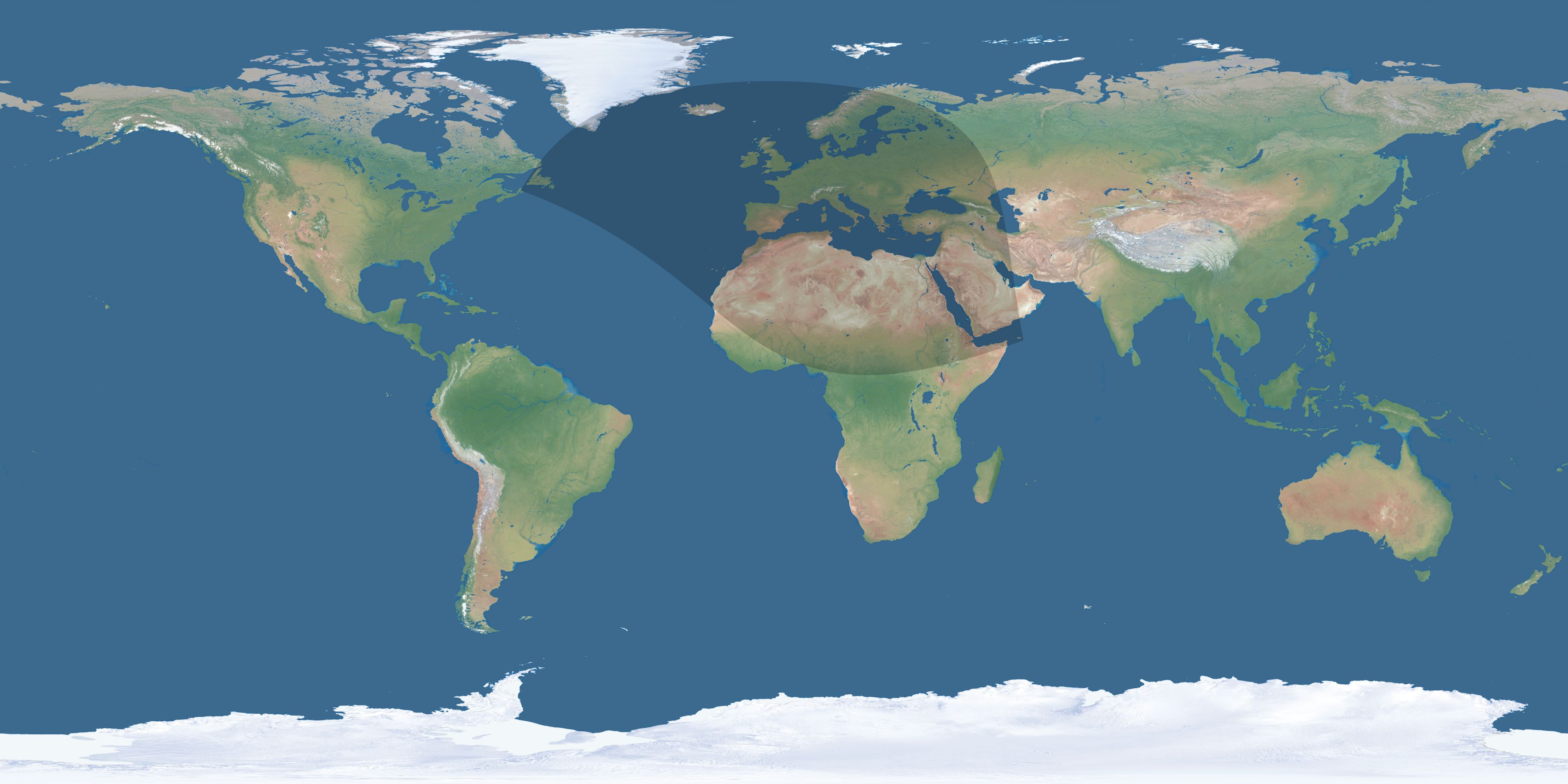 Map of the umbra and penumbra path of the solar eclipse of 11/20/2579