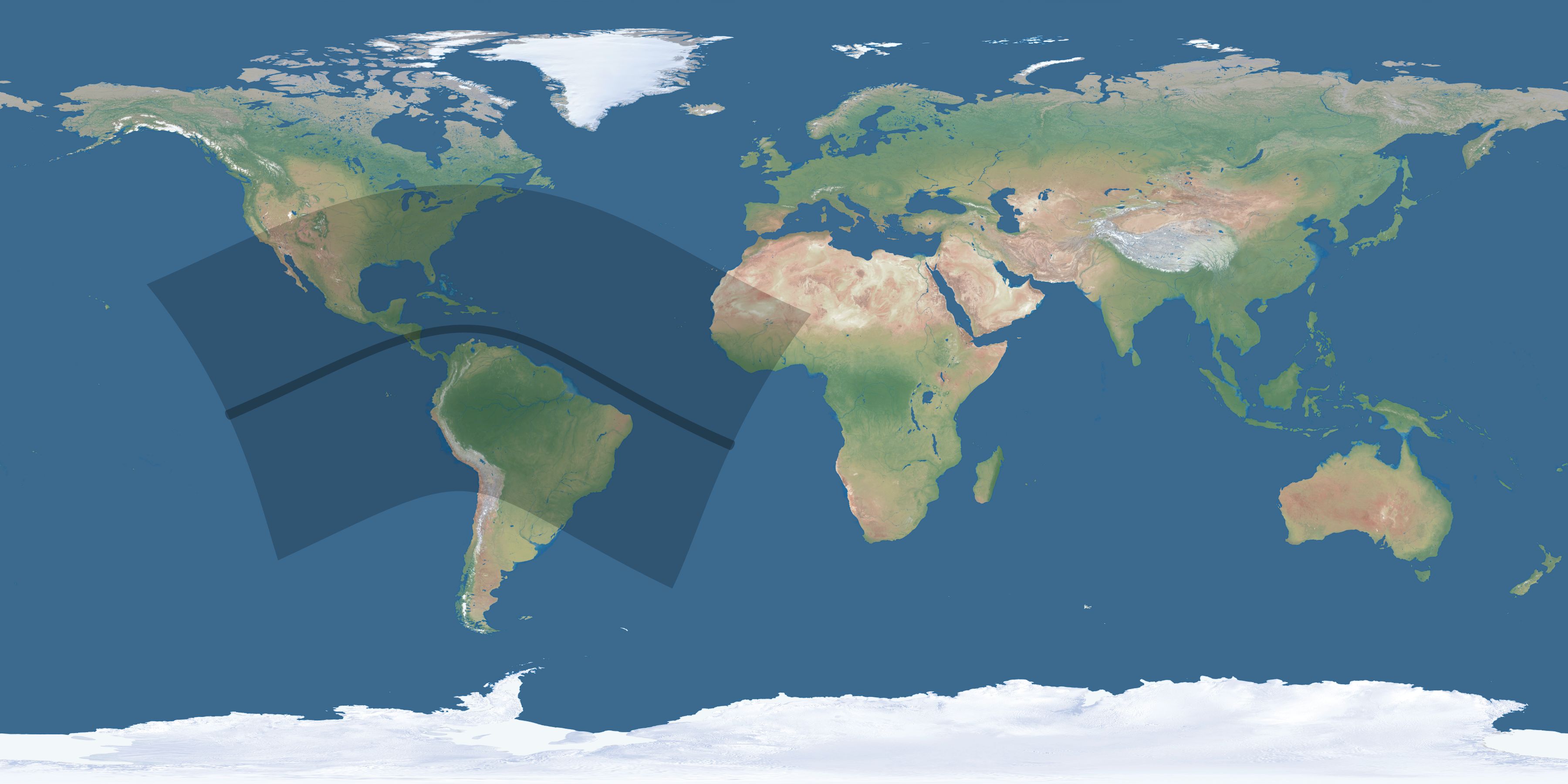 Map of the umbra and penumbra path of the solar eclipse of 06/15/2588
