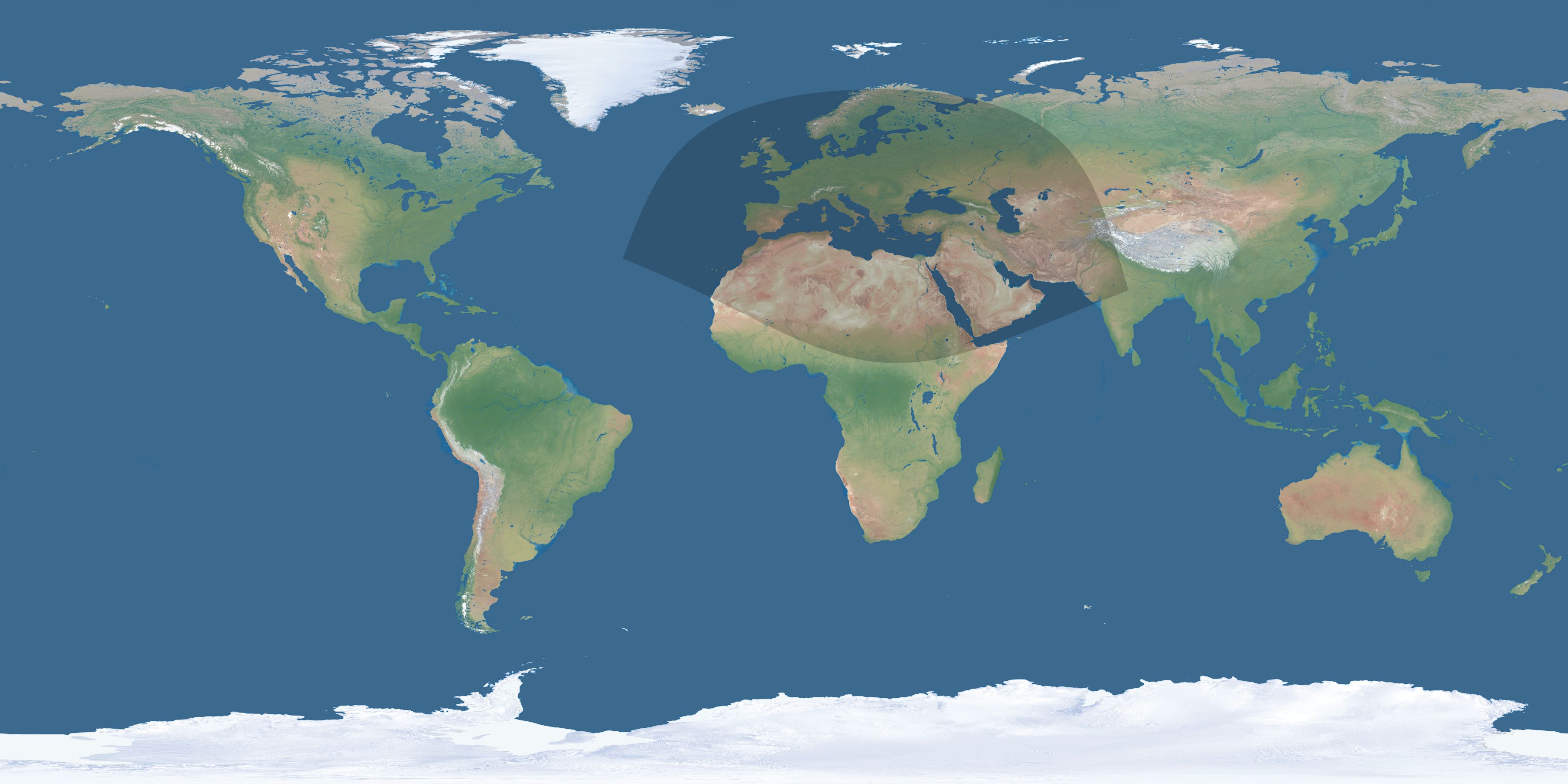 Map of the umbra and penumbra path of the solar eclipse of 11/29/2589