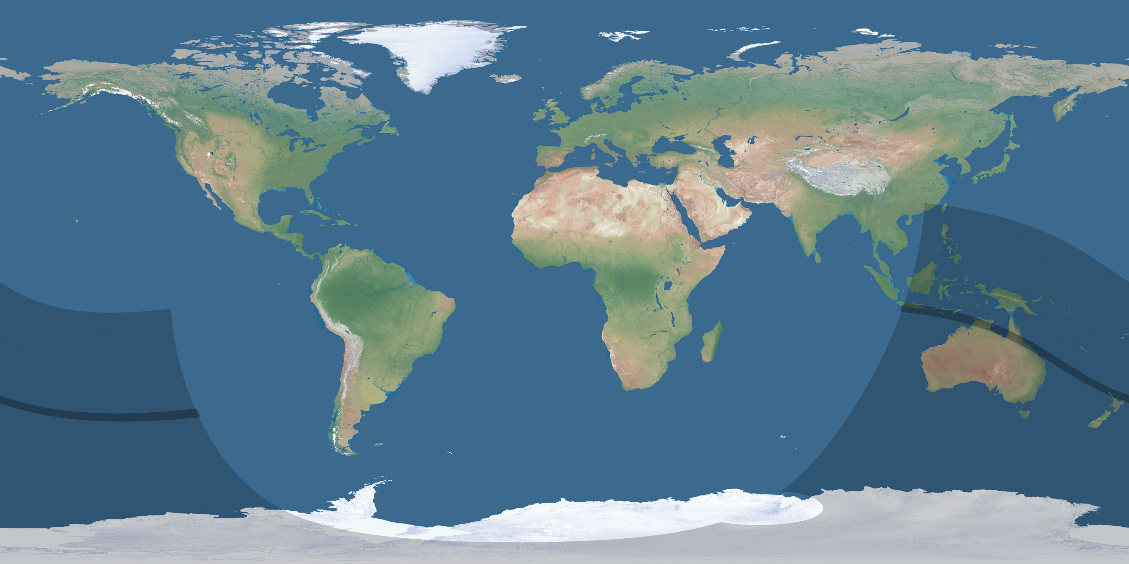 Map of the umbra and penumbra path of the solar eclipse of 10/08/2591
