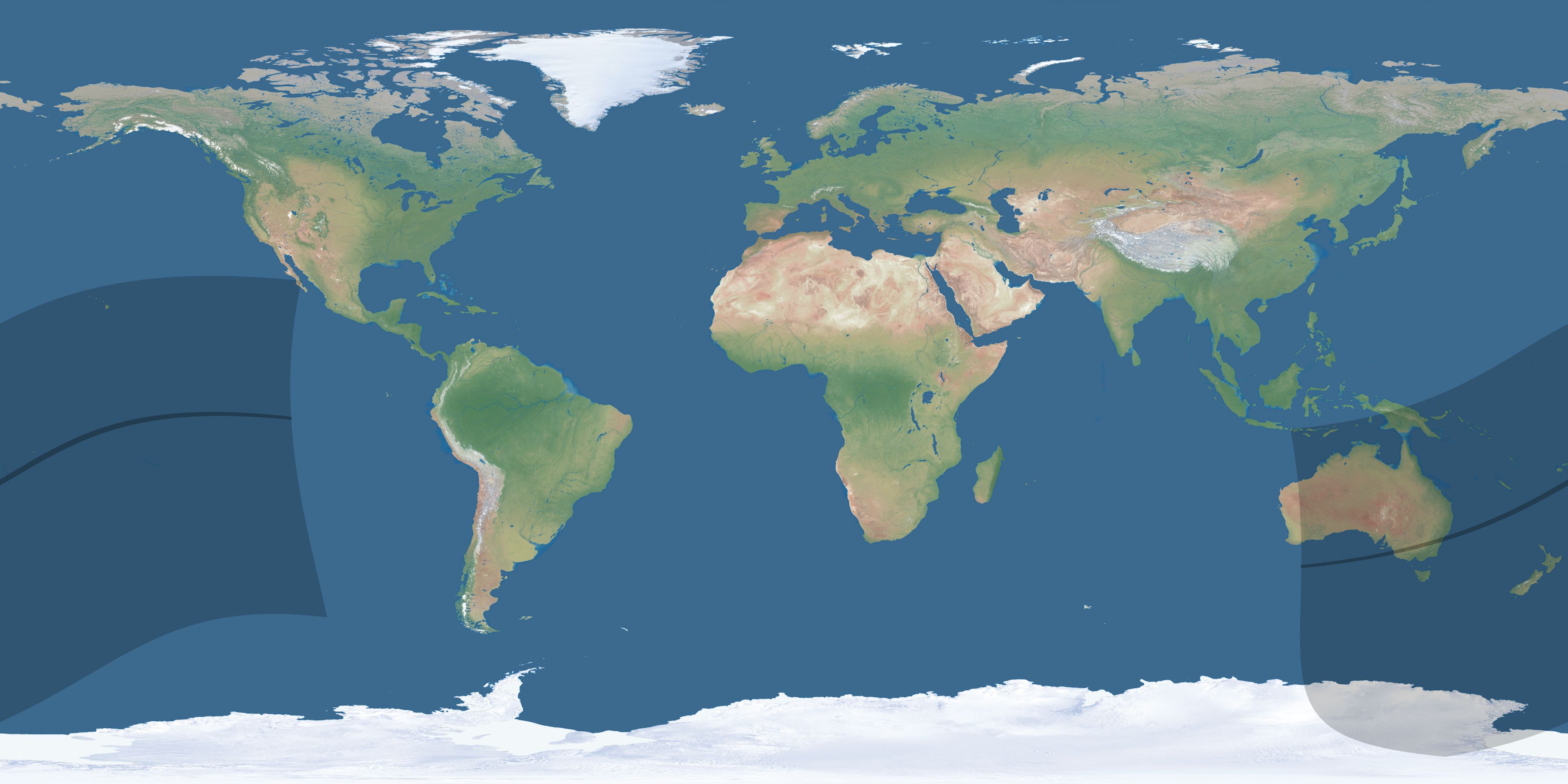 Map of the umbra and penumbra path of the solar eclipse of 04/03/2592