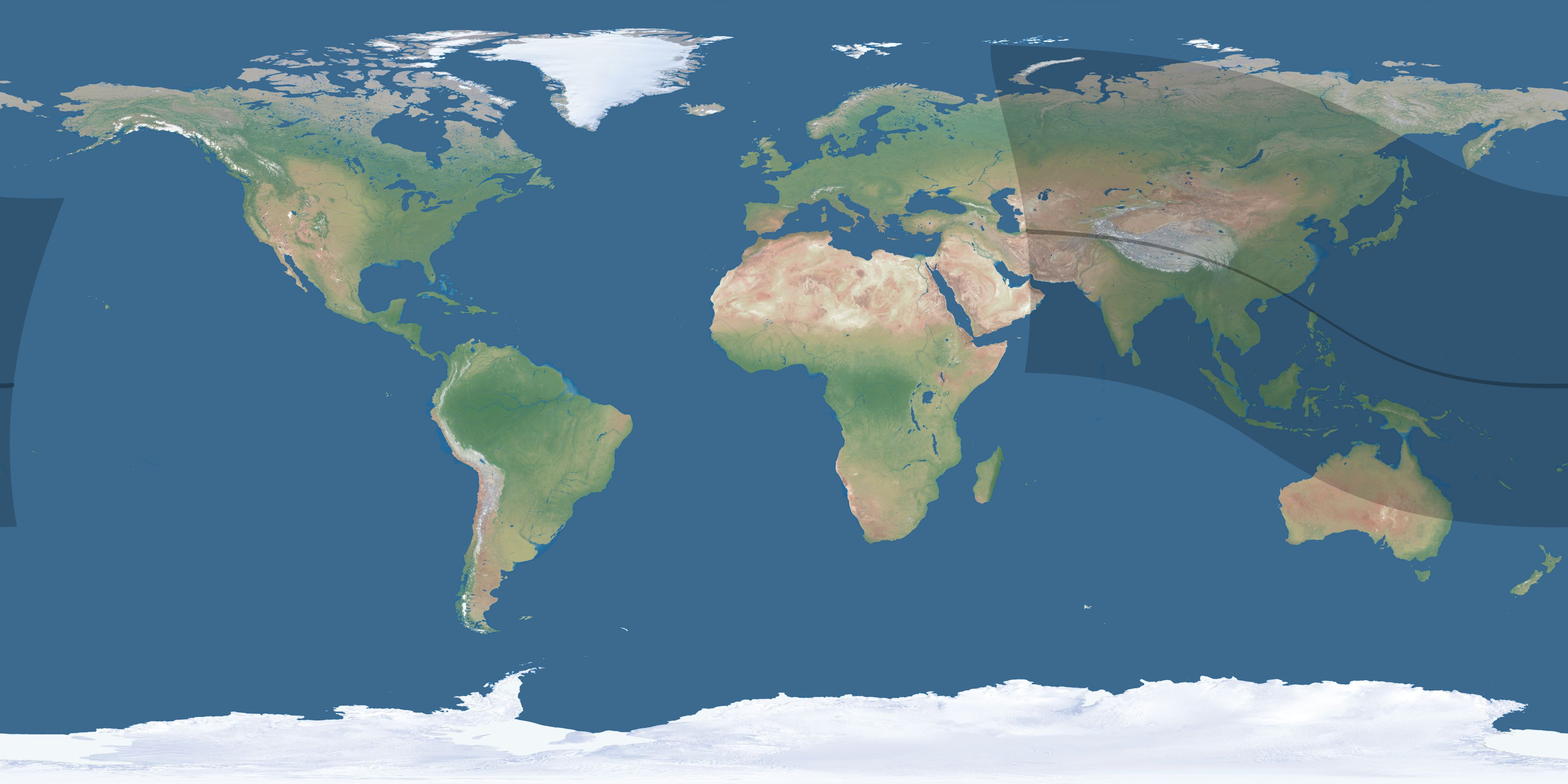 Map of the umbra and penumbra path of the solar eclipse of 09/26/2592