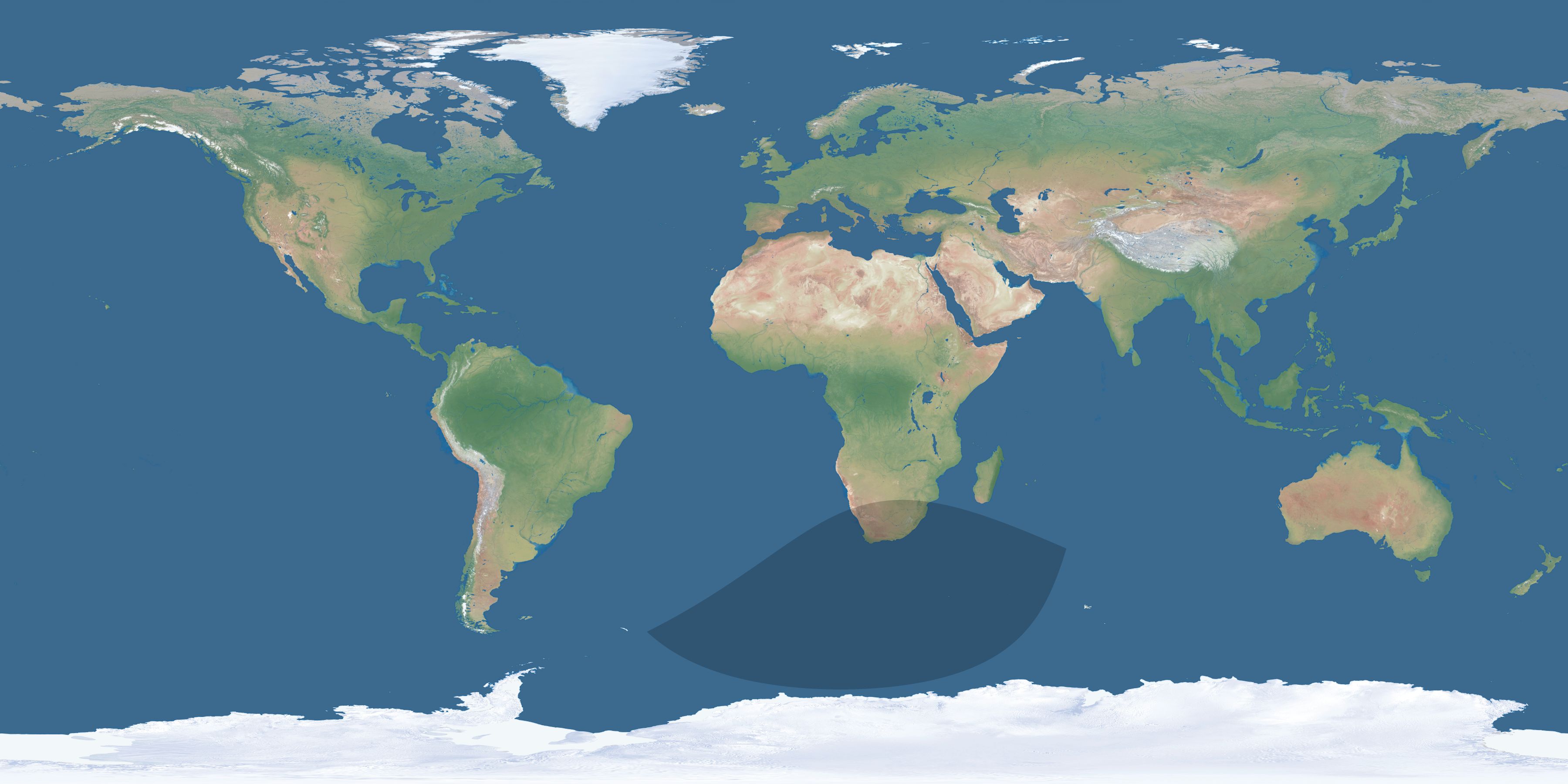Map of the umbra and penumbra path of the solar eclipse of 06/06/2597