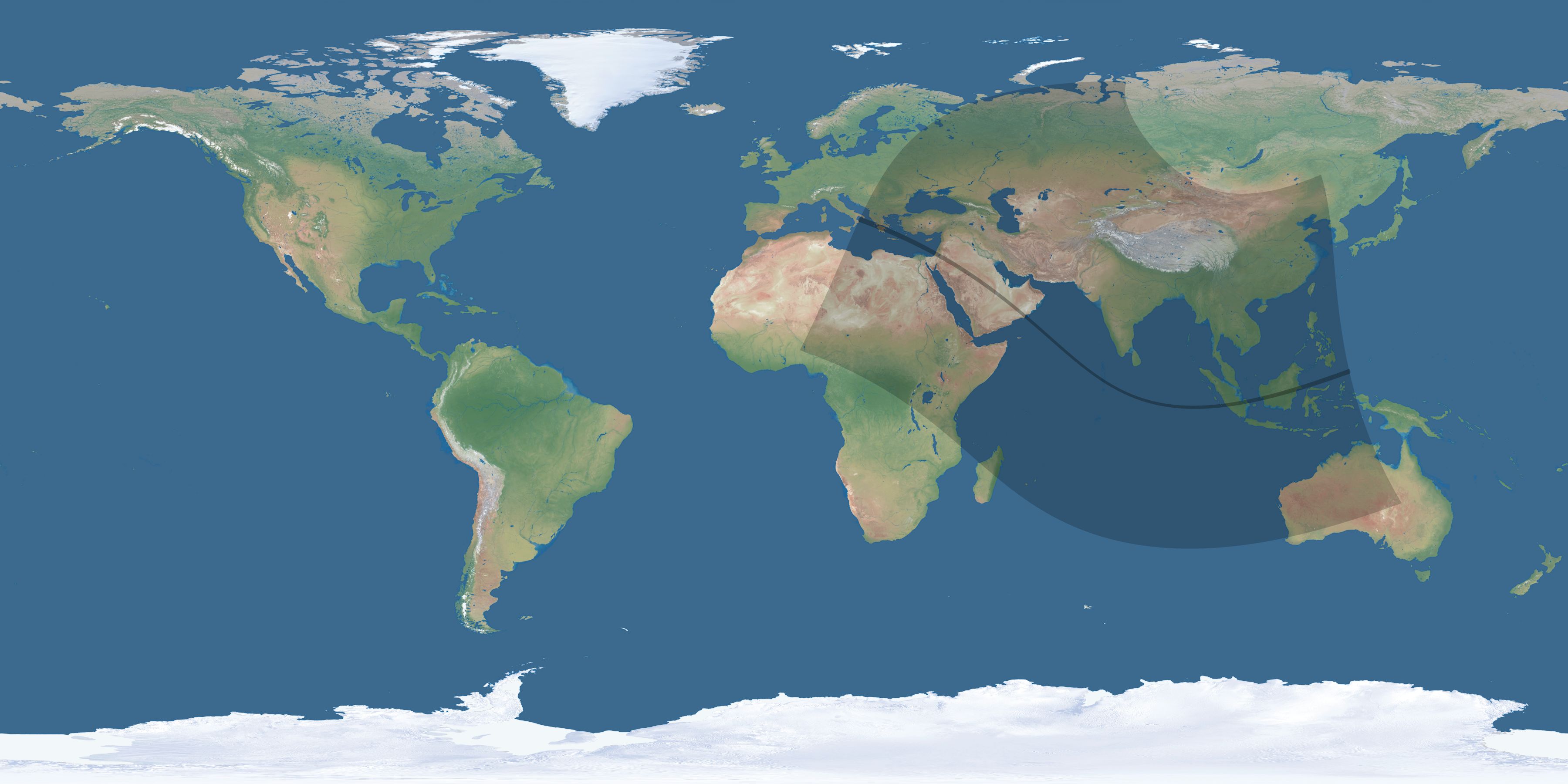 Map of the umbra and penumbra path of the solar eclipse of 11/19/2598