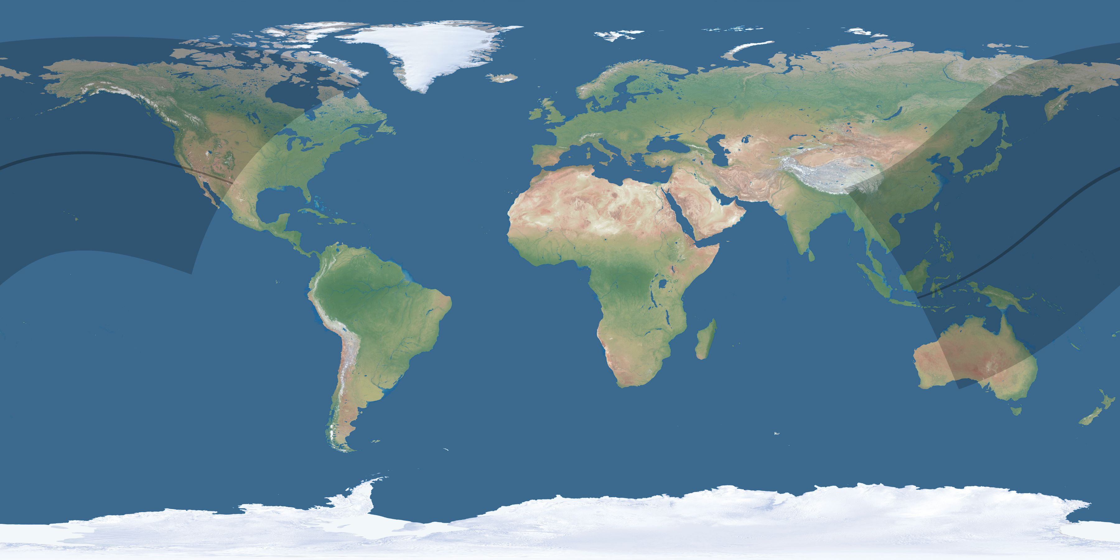 Map of the umbra and penumbra path of the solar eclipse of 05/15/2599