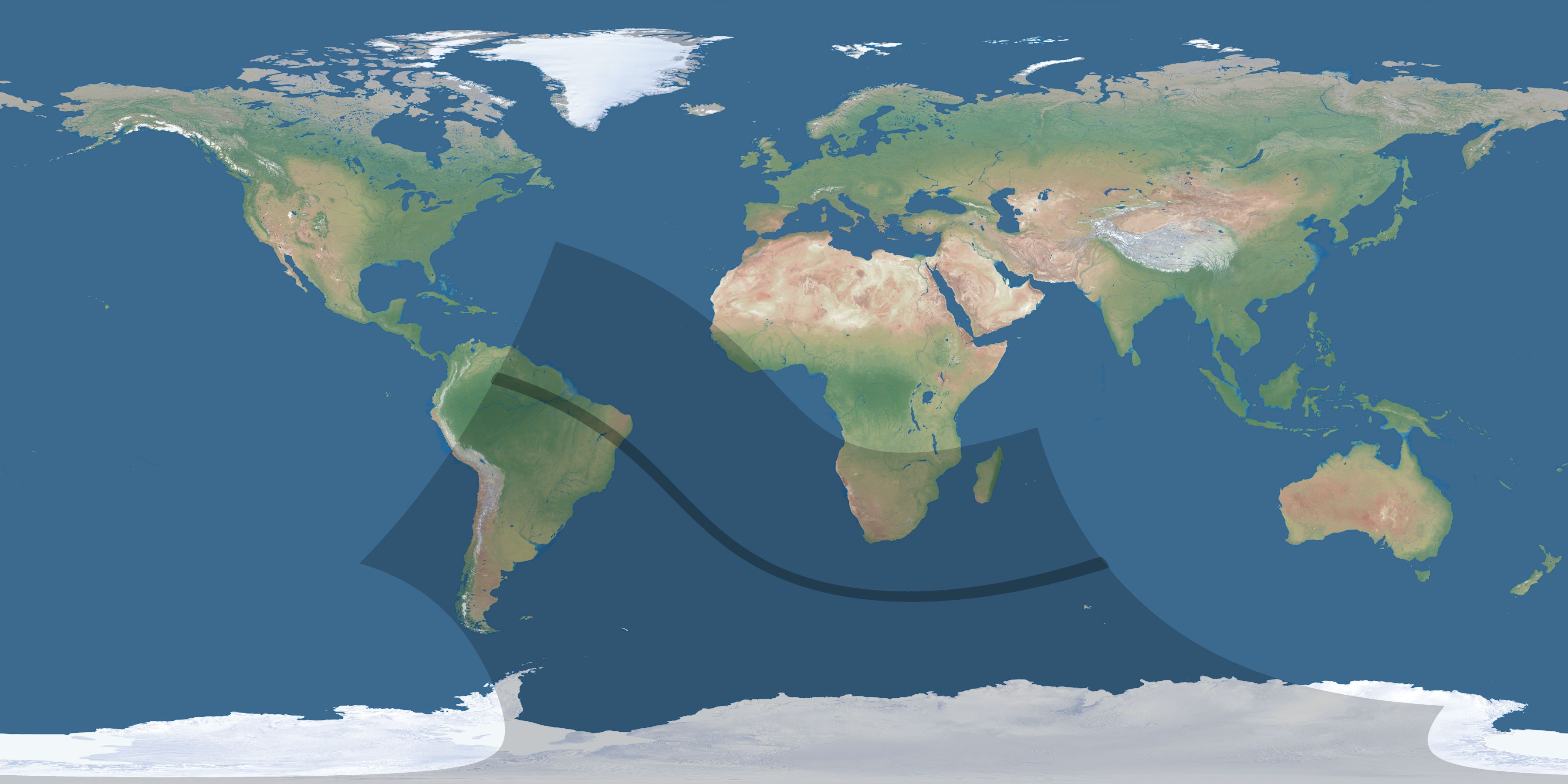 Map of the umbra and penumbra path of the solar eclipse of 11/09/2599