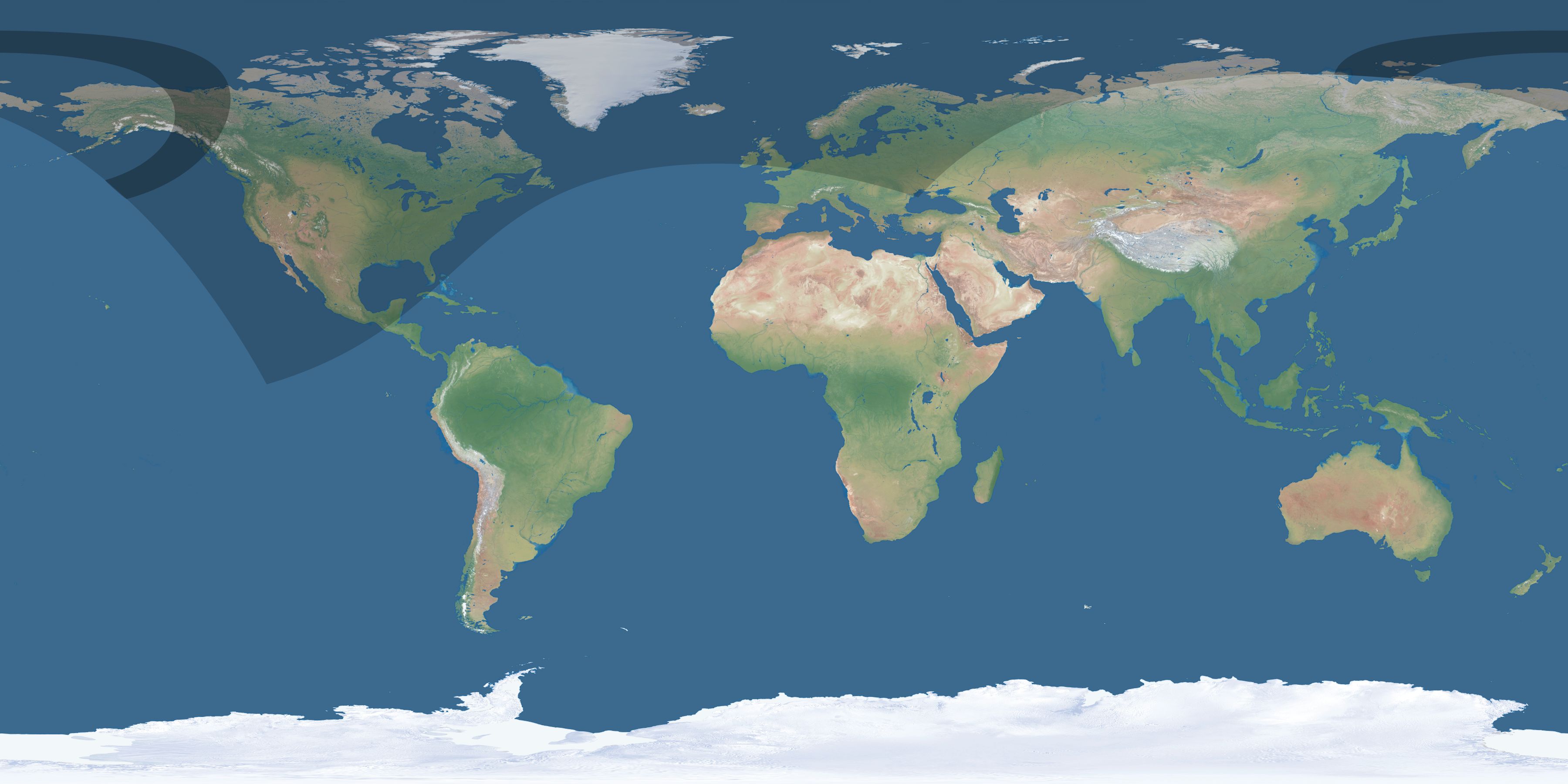 Map of the umbra and penumbra path of the solar eclipse of 05/05/2600