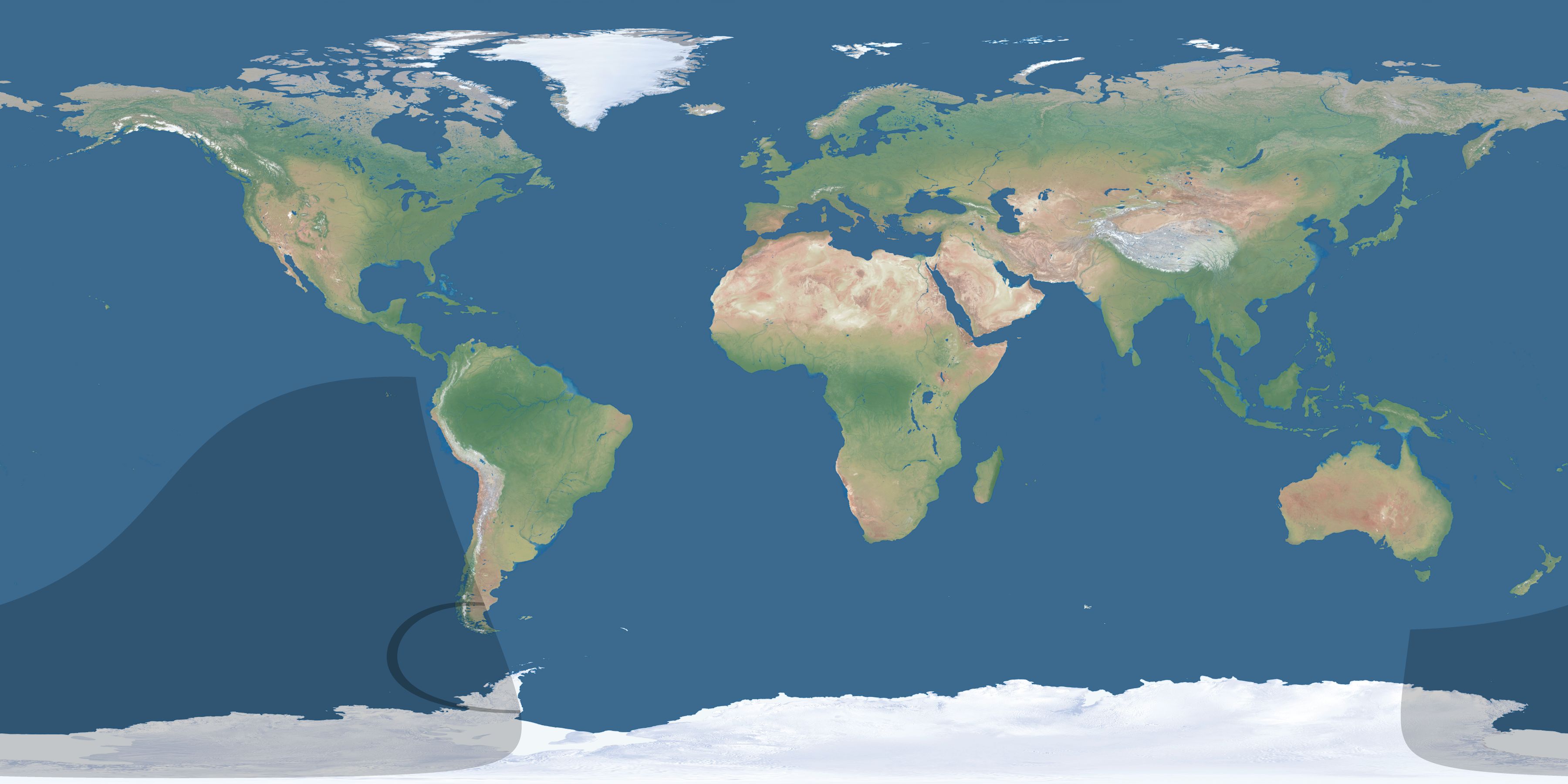 Map of the umbra and penumbra path of the solar eclipse of 03/26/2601