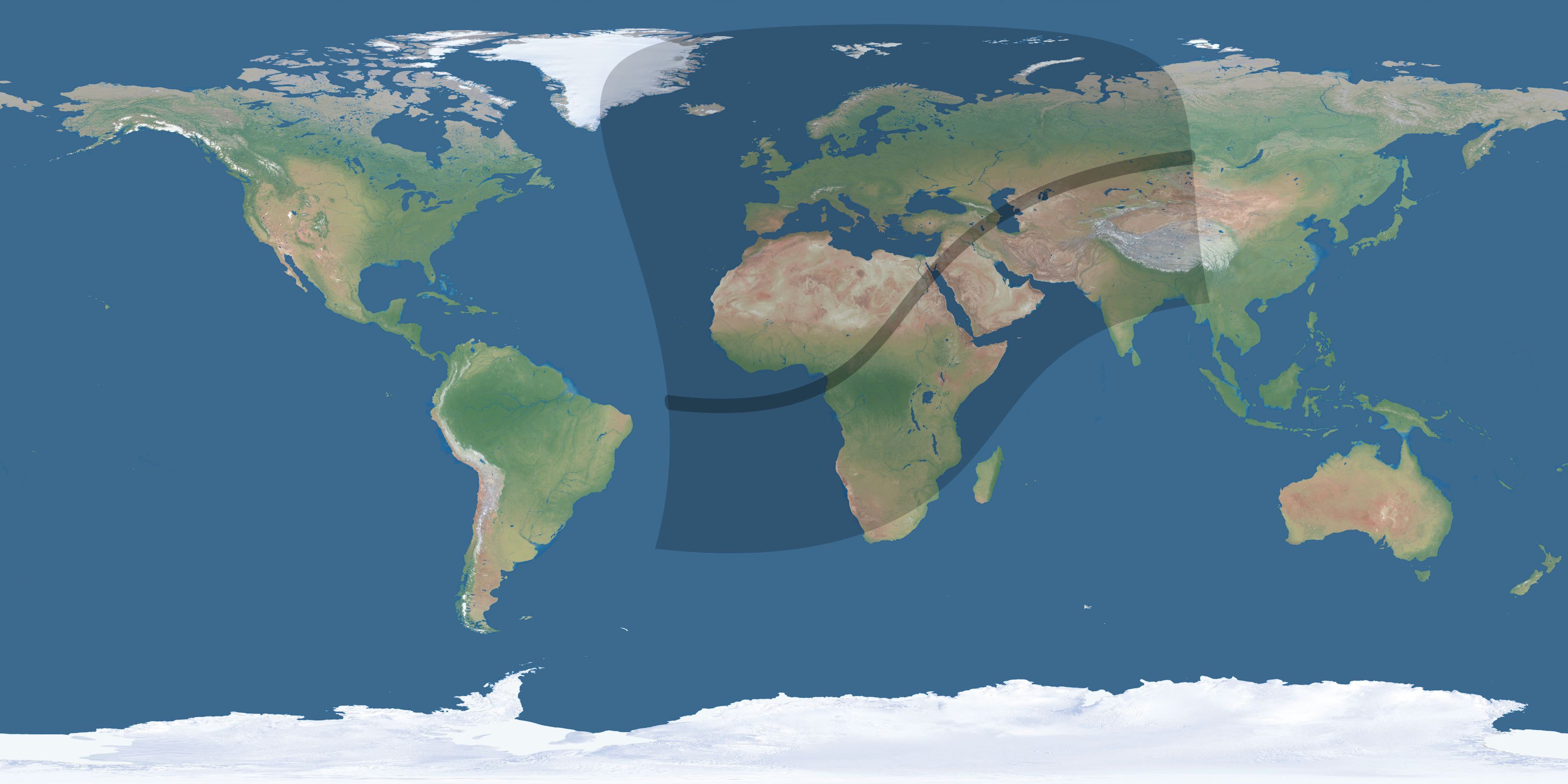 Map of the umbra and penumbra path of the solar eclipse of 03/05/2603