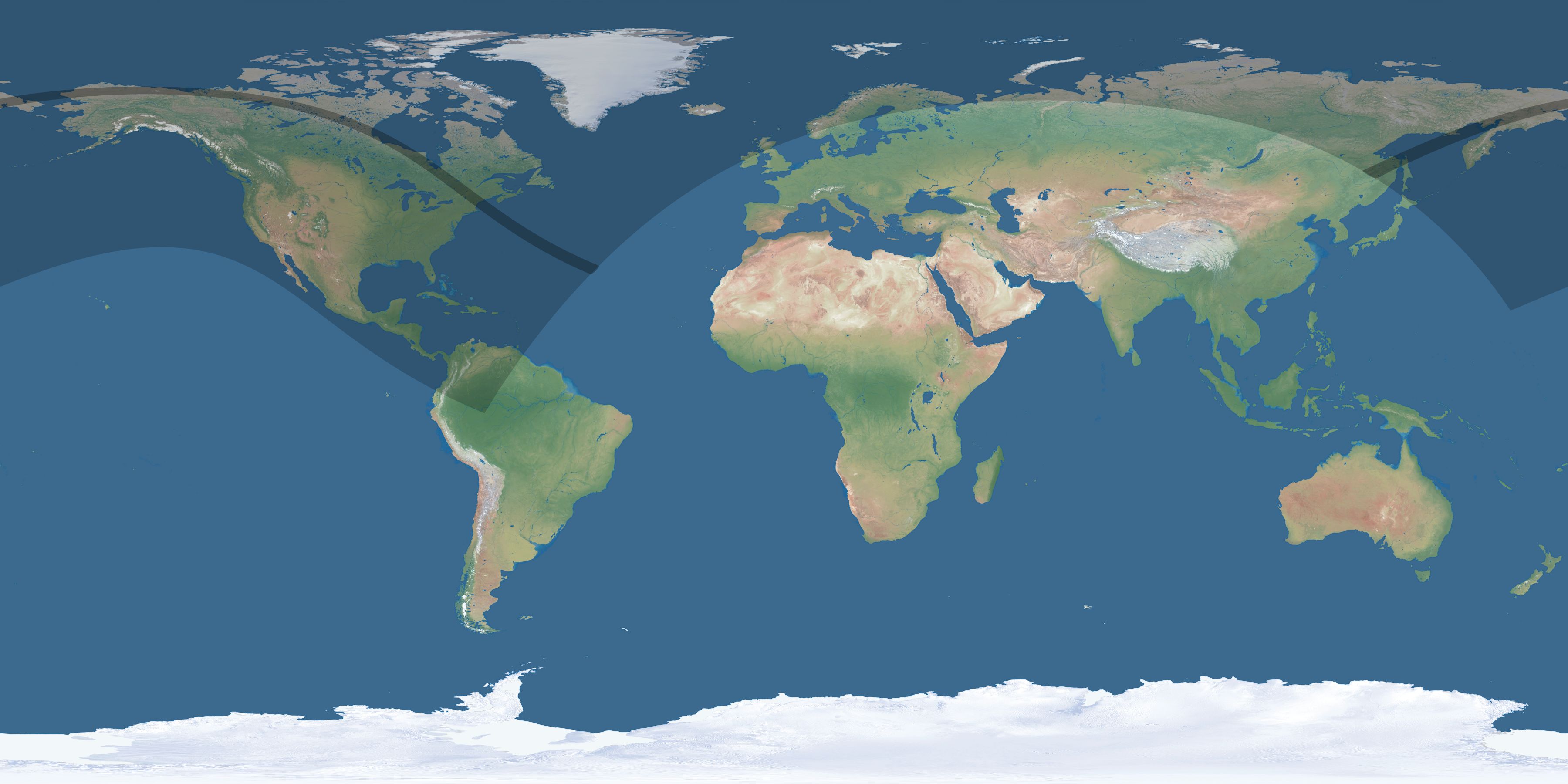Map of the umbra and penumbra path of the solar eclipse of 07/08/2605