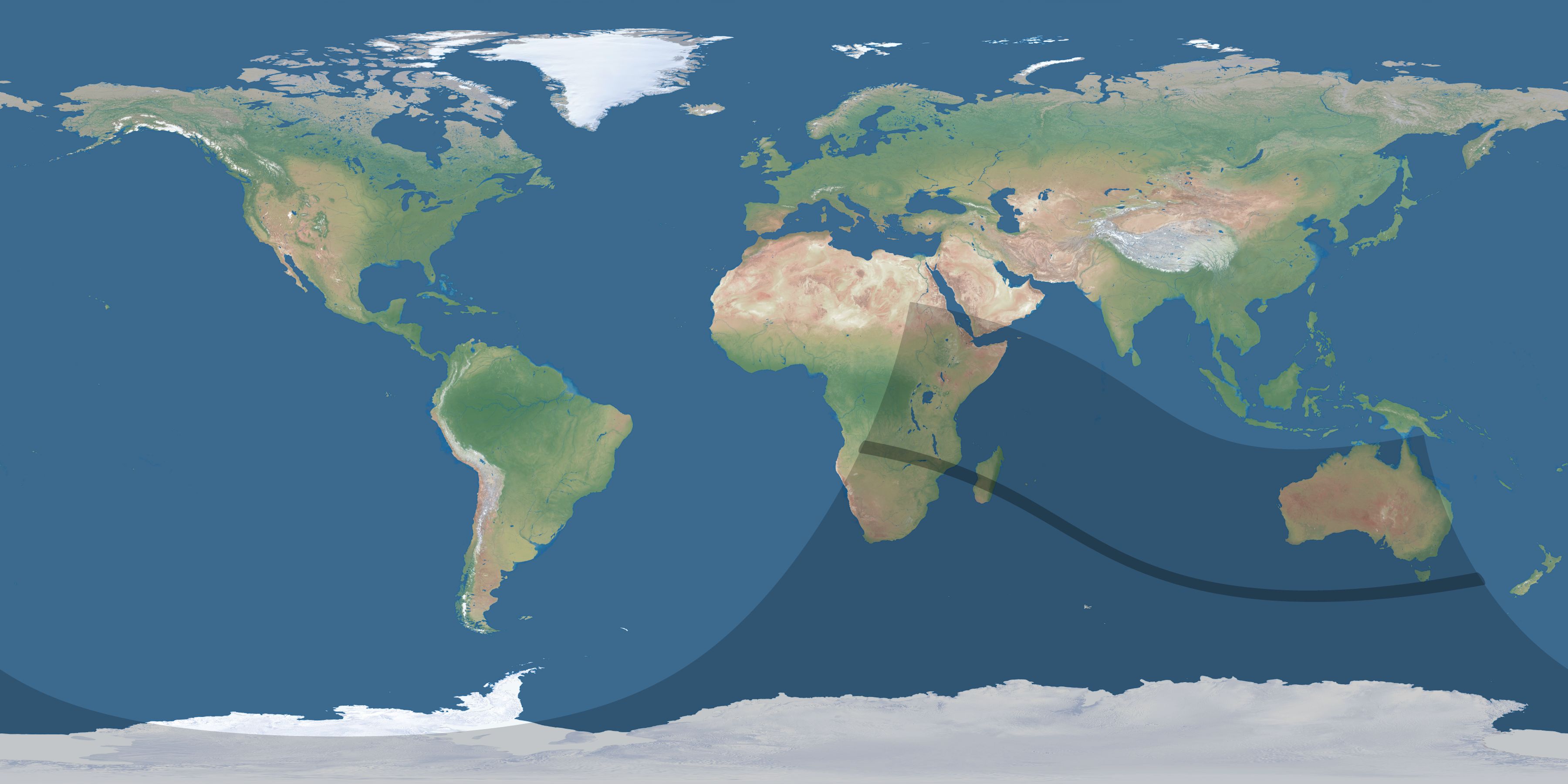 Map of the umbra and penumbra path of the solar eclipse of 10/19/2609