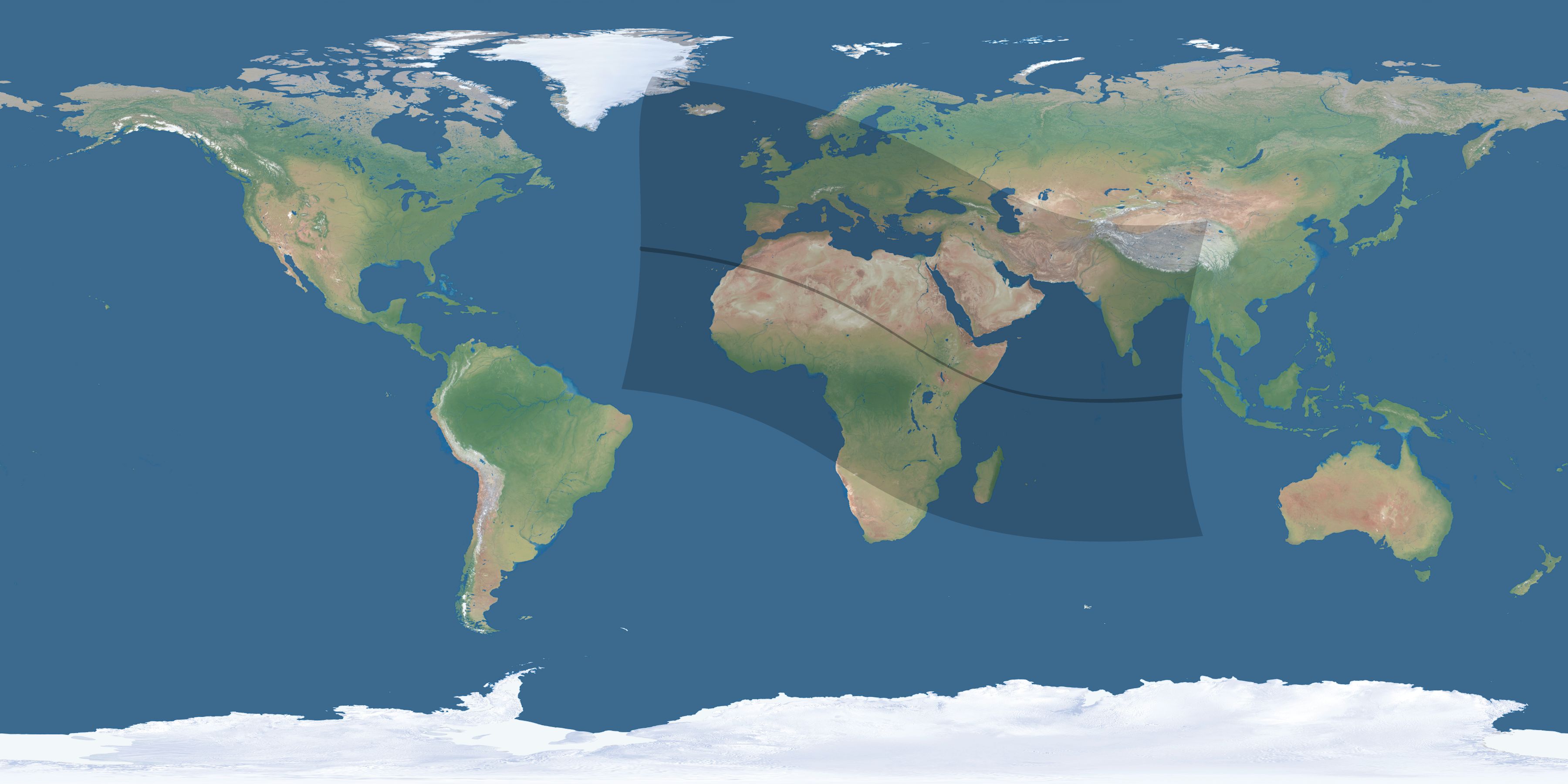 Map of the umbra and penumbra path of the solar eclipse of 10/09/2610